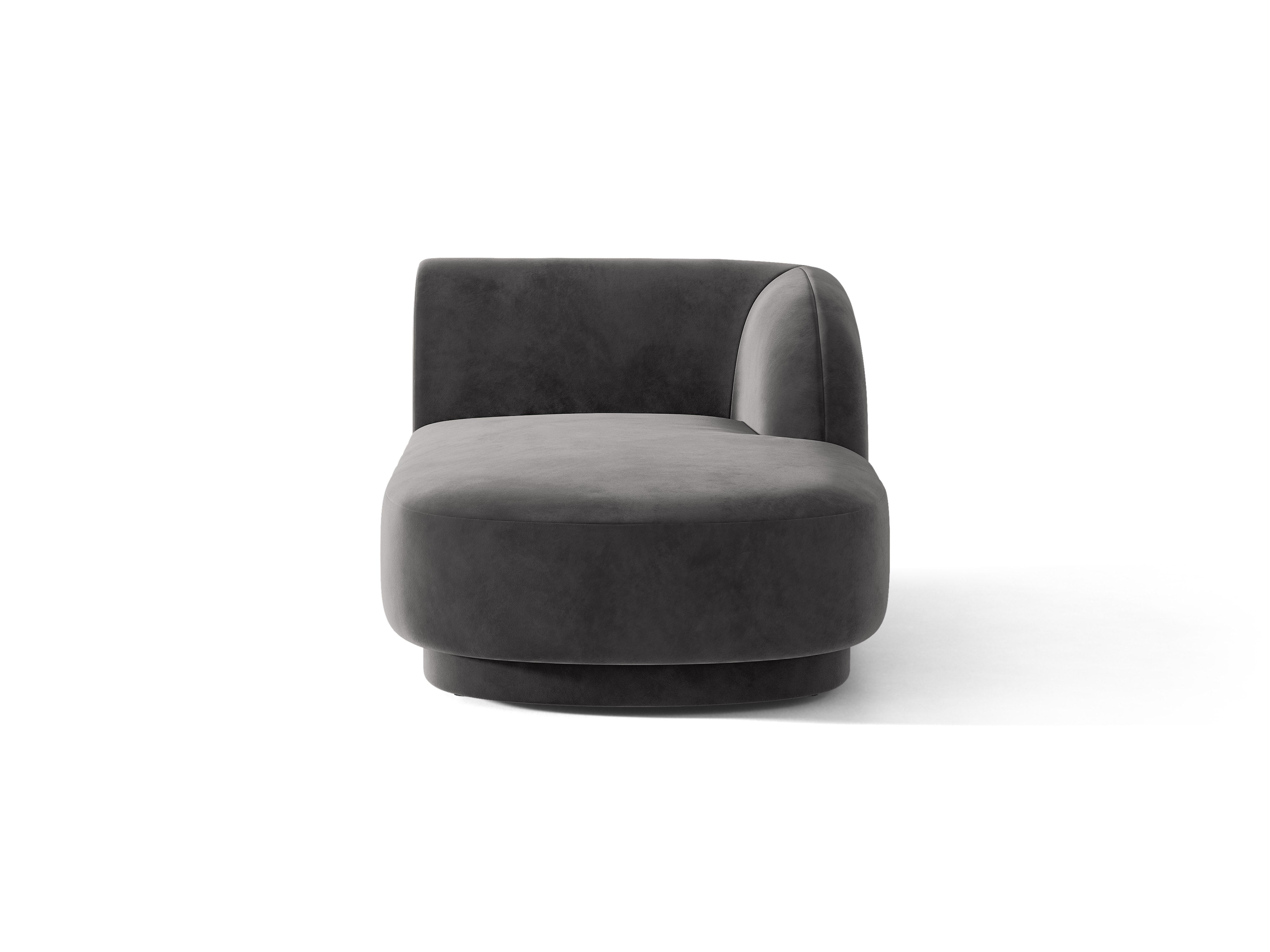 Right-facing velvet chaise longue MILEY gray