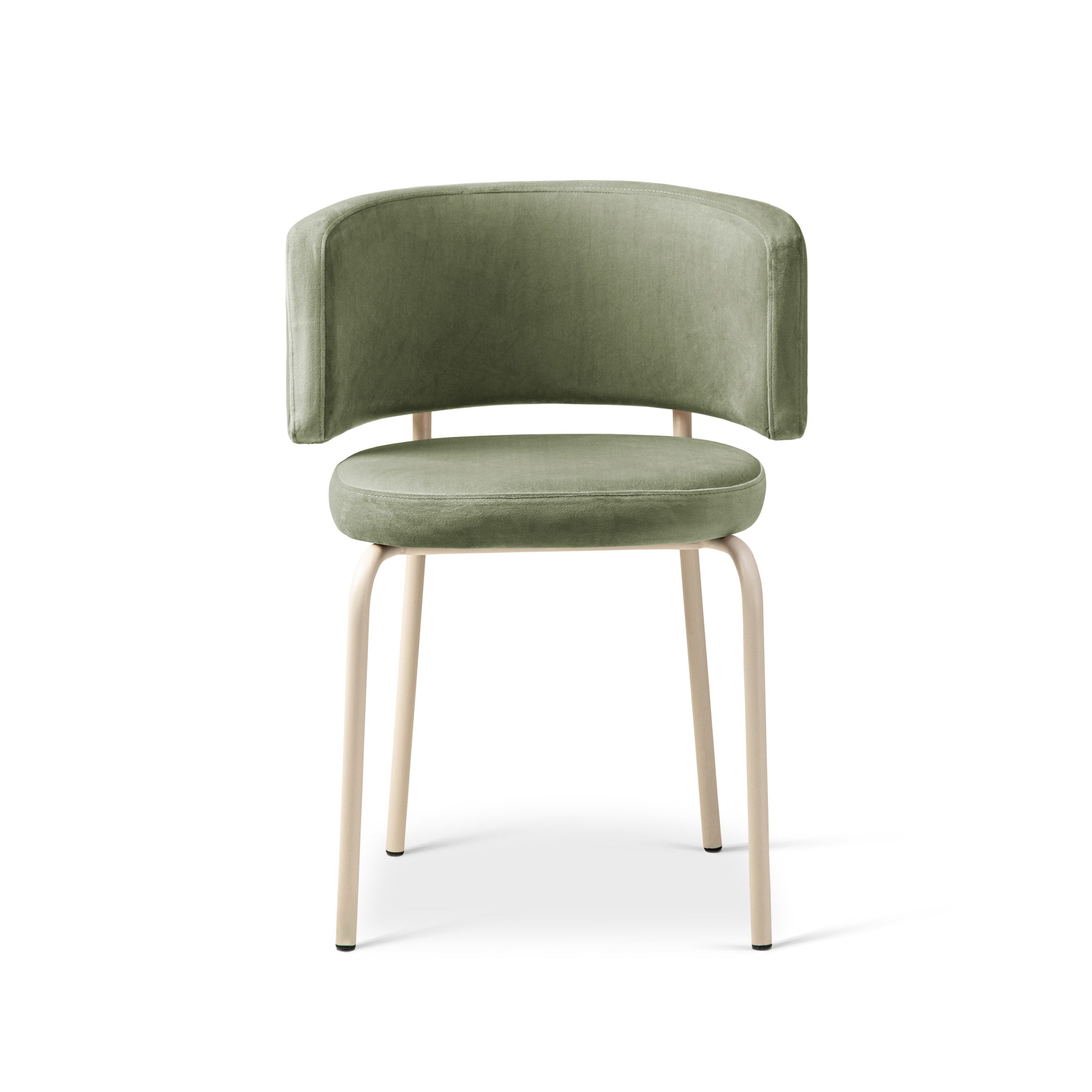DORA Green Velvet Chair with Beige Base