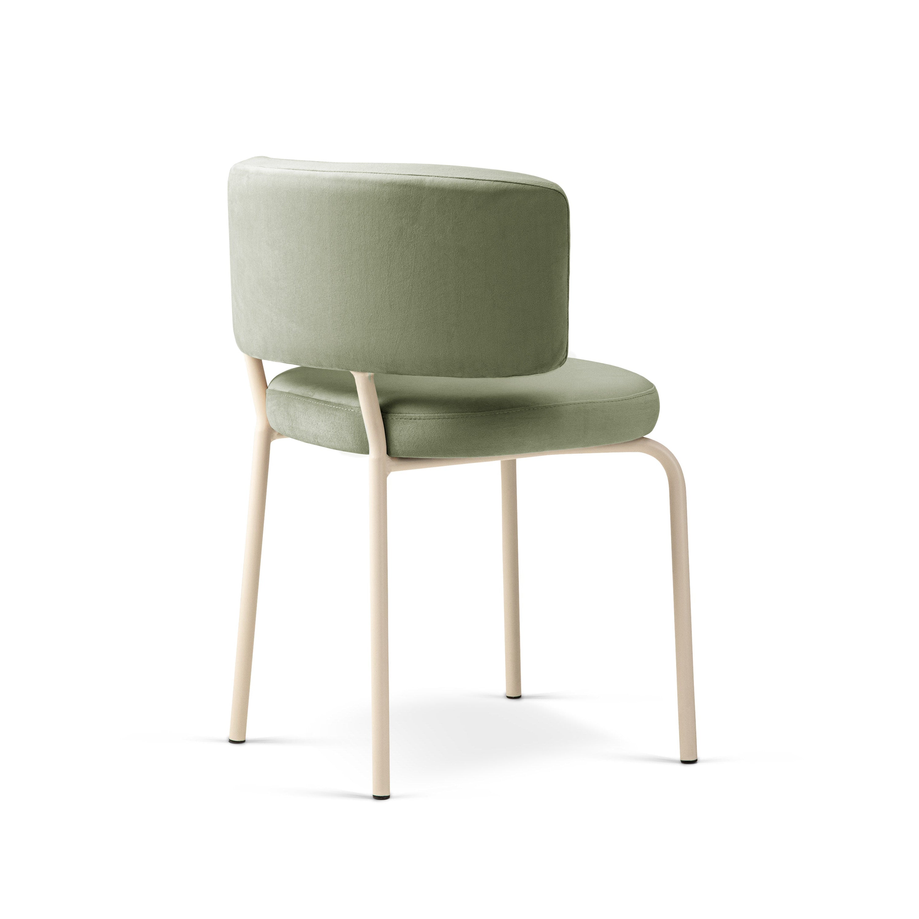 DORA Green Velvet Chair with Beige Base