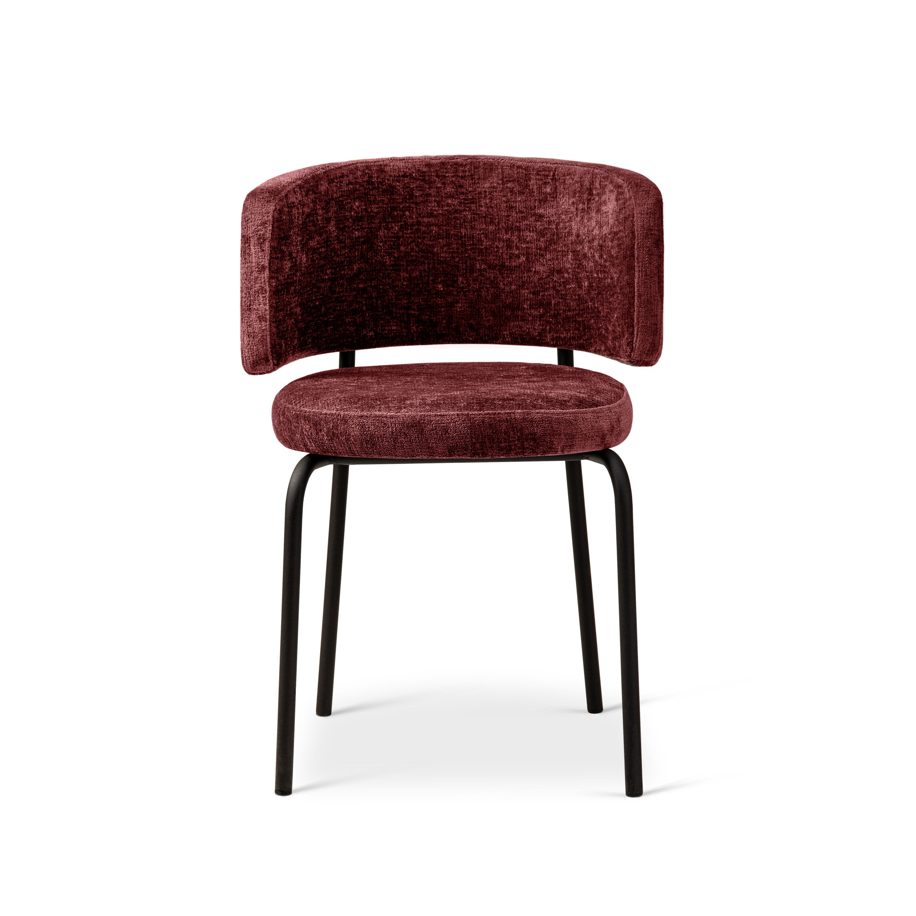 DORA Cherry Chenille Chair with Black Base
