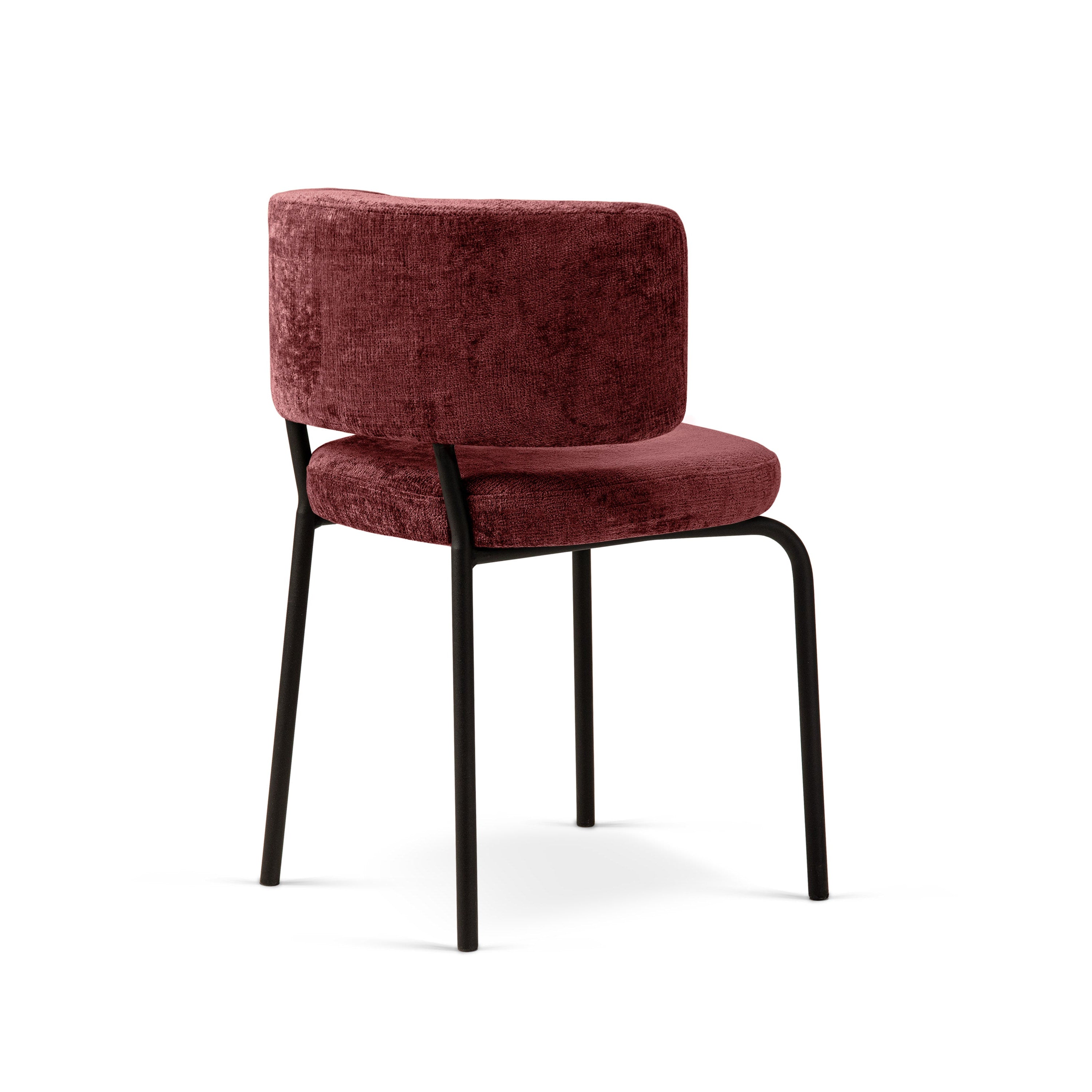 DORA Cherry Chenille Chair with Black Base