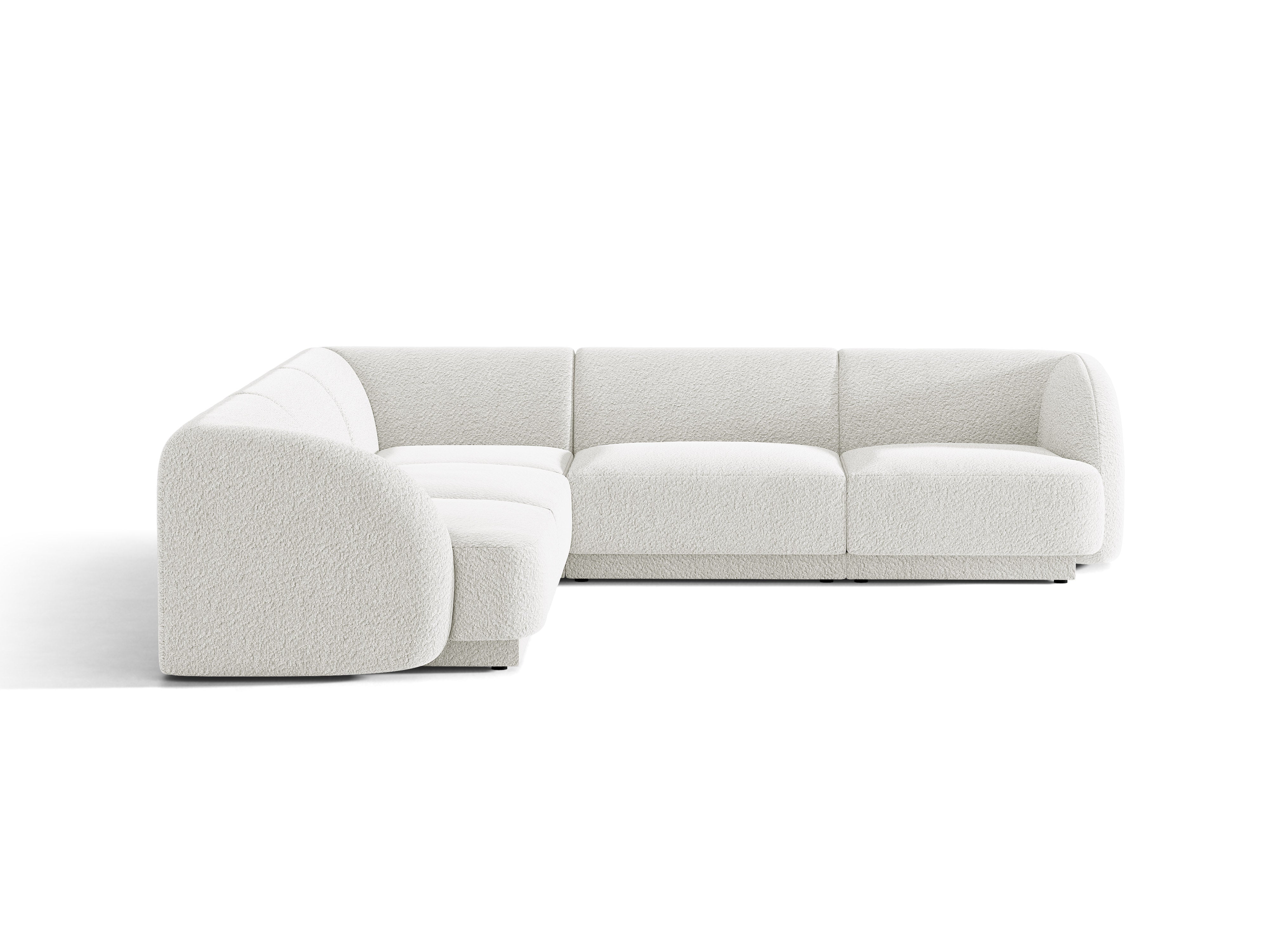 Symmetrical 5-Seater Corner Sofa MILEY White Boucle