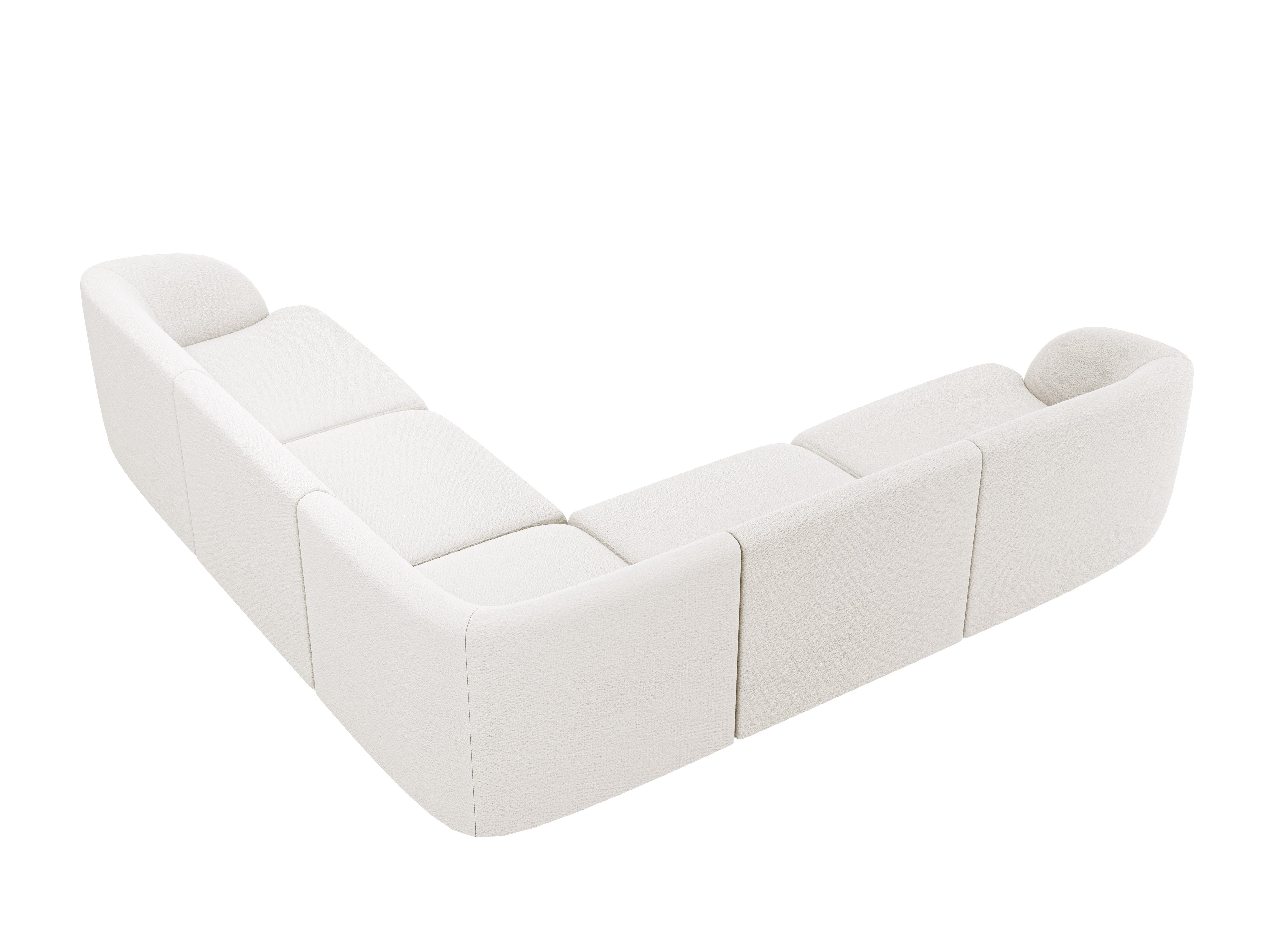 Symmetrical 5-Seater Corner Sofa MILEY White Boucle