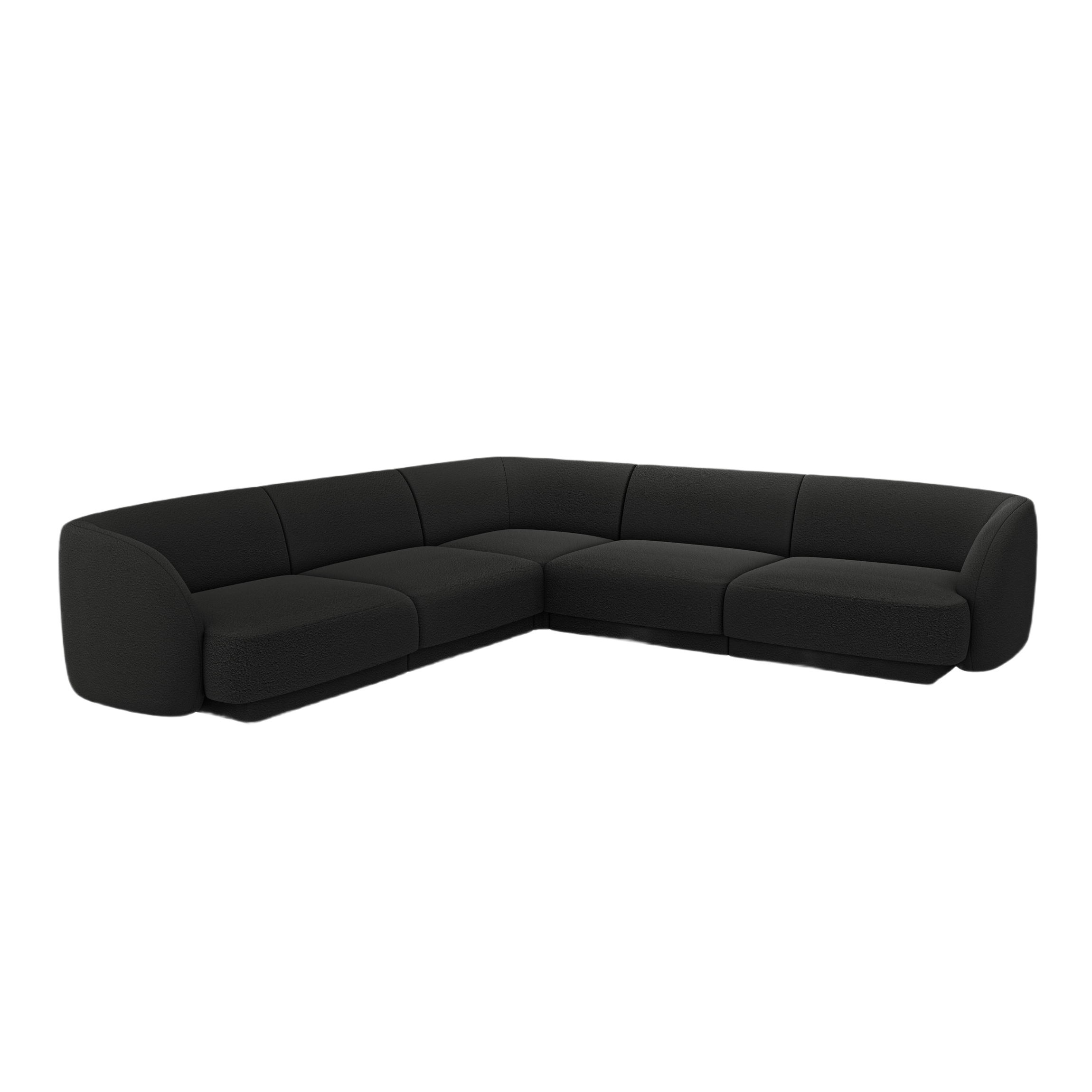 Symmetrische 5-Sitzer-Eckcouch MILEY schwarzes Boucle
