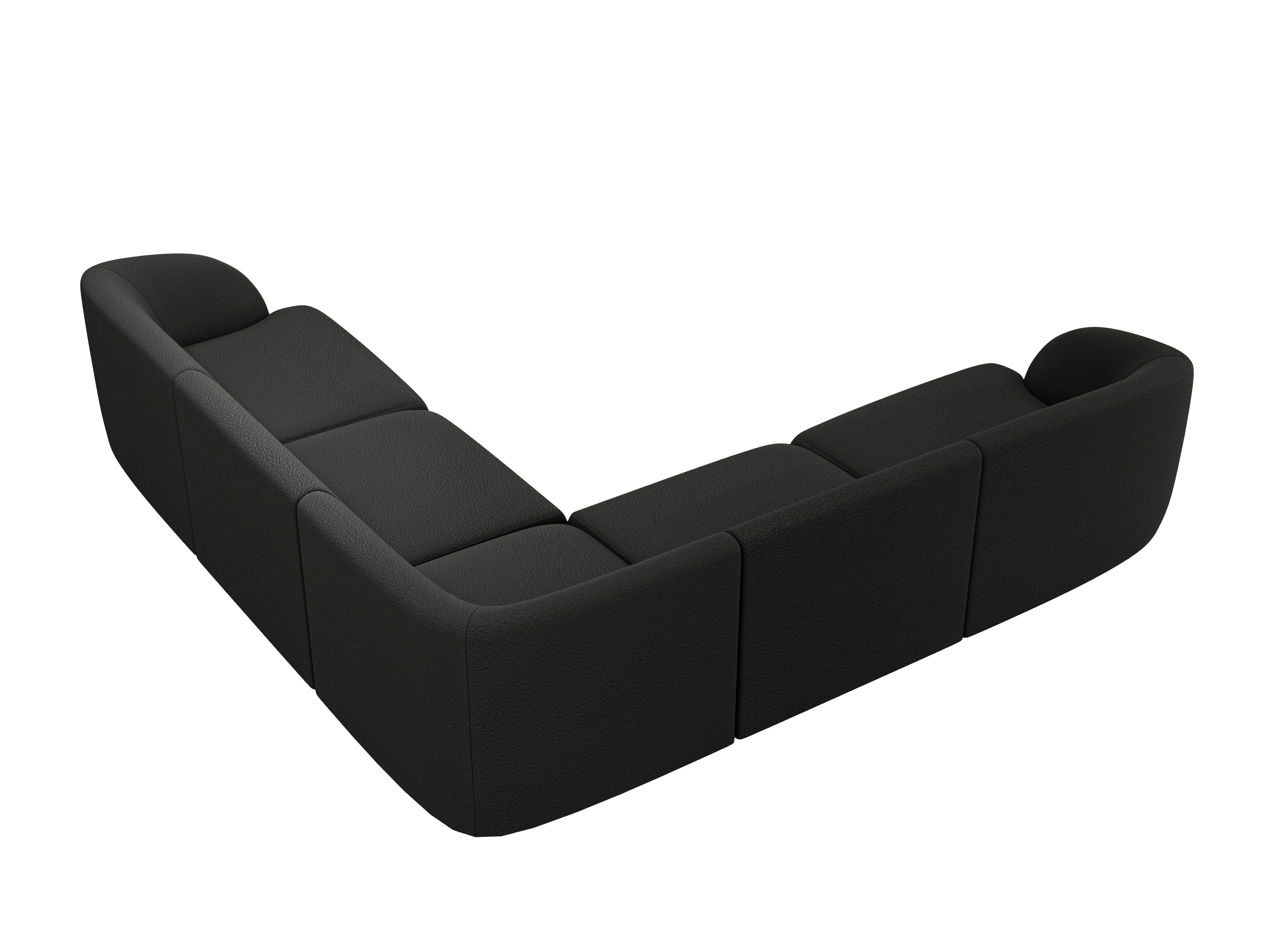 Symmetrische 5-Sitzer-Eckcouch MILEY schwarzes Boucle