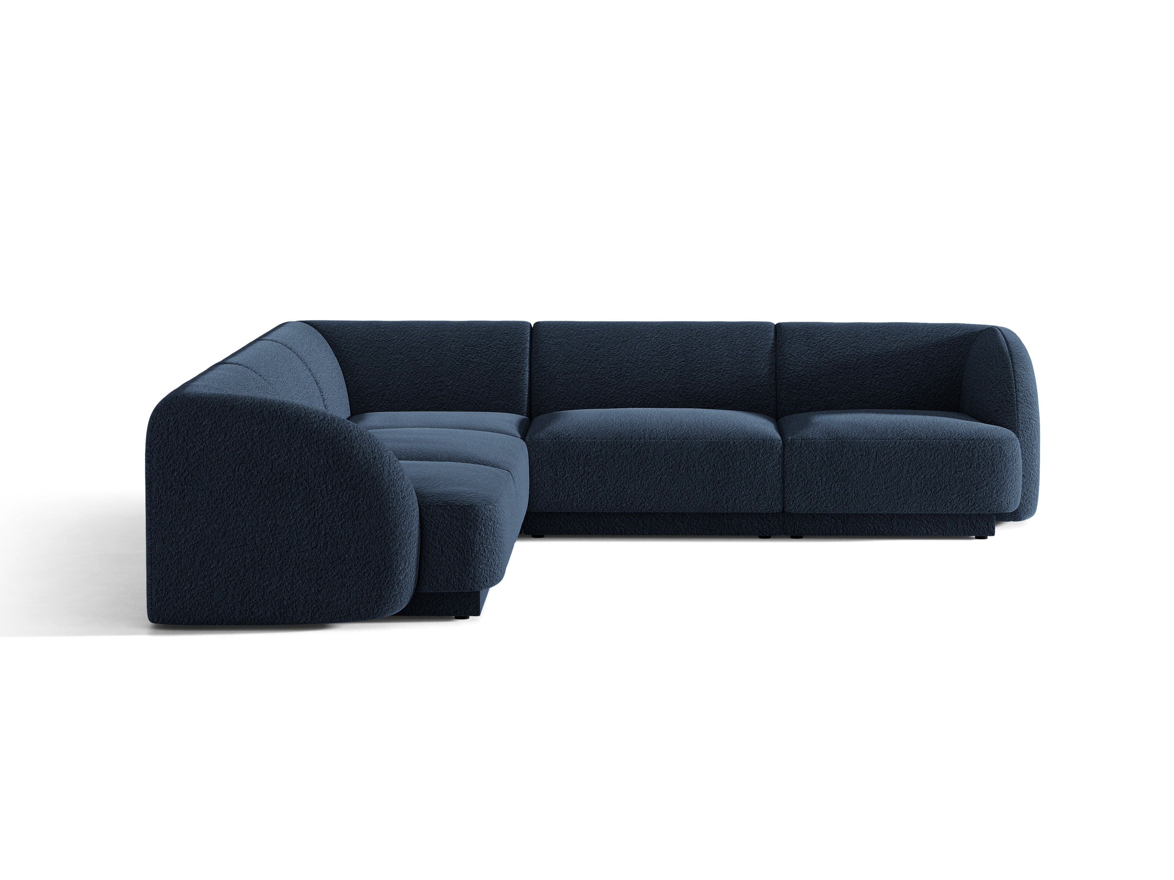 Symmetrical 5-Seater Corner Sofa MILEY Dark Blue Boucle