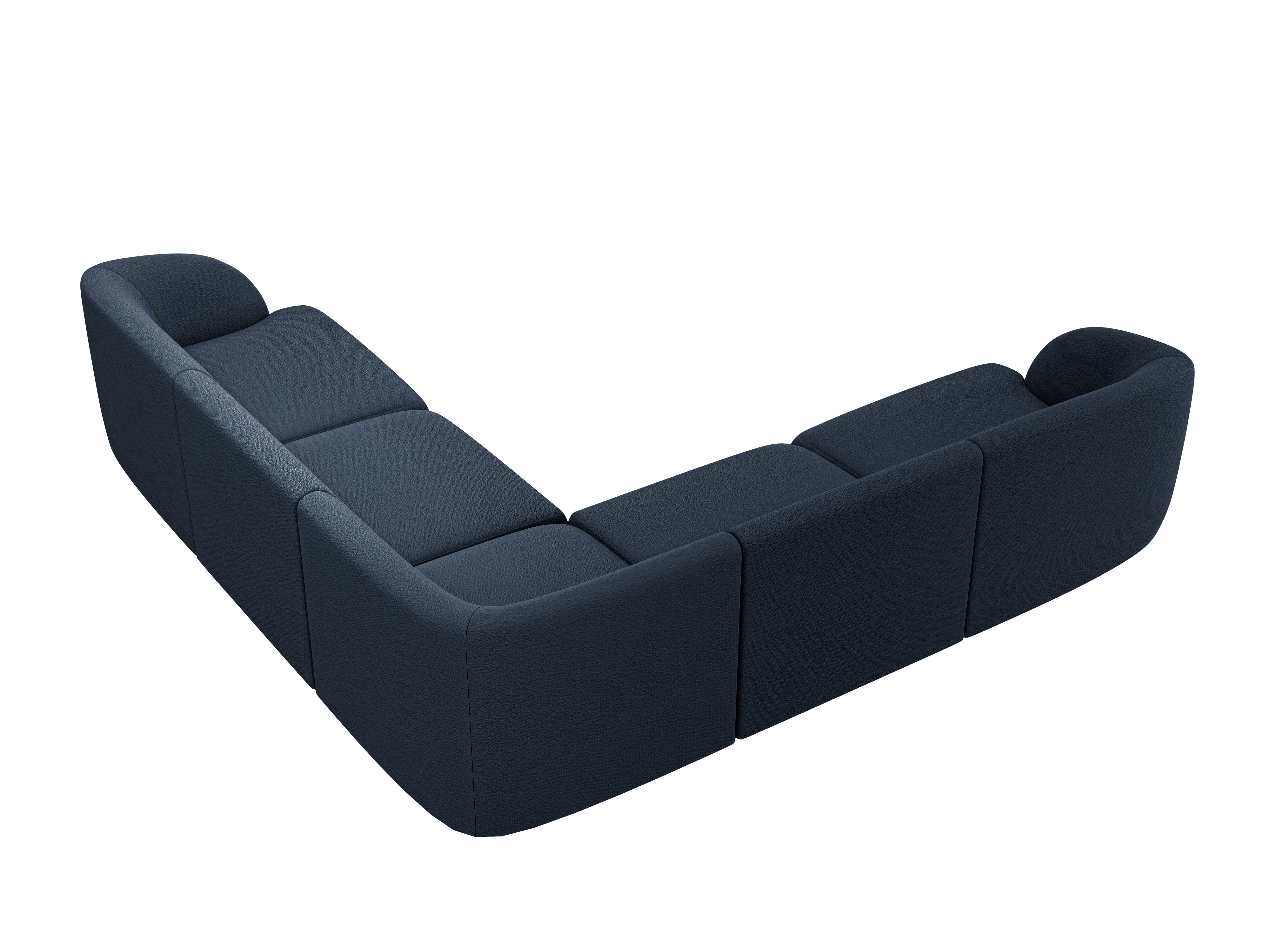 Symmetrical 5-Seater Corner Sofa MILEY Dark Blue Boucle