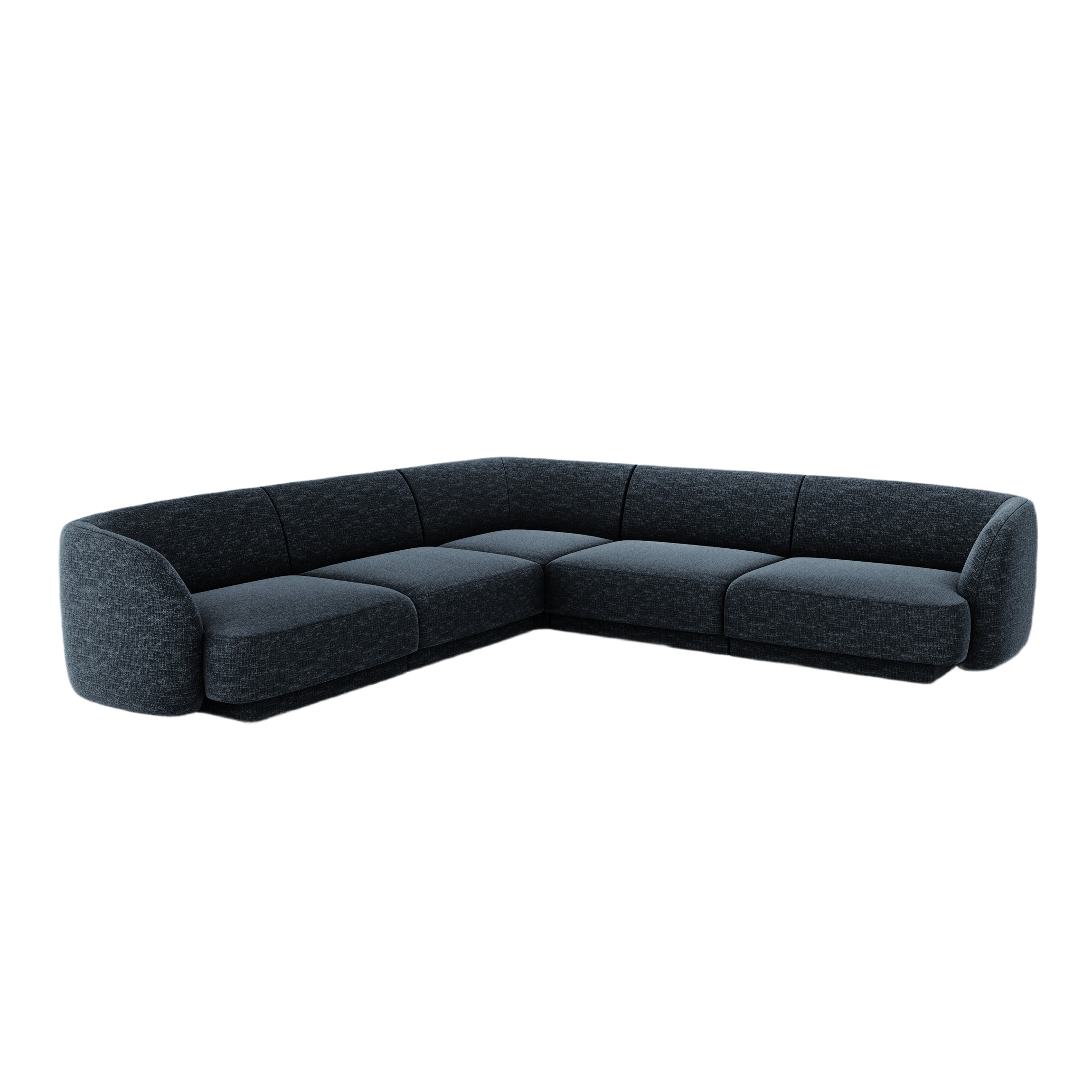Symmetrische Eckcouch MILEY in seidenweichem, granatblauem Chenille