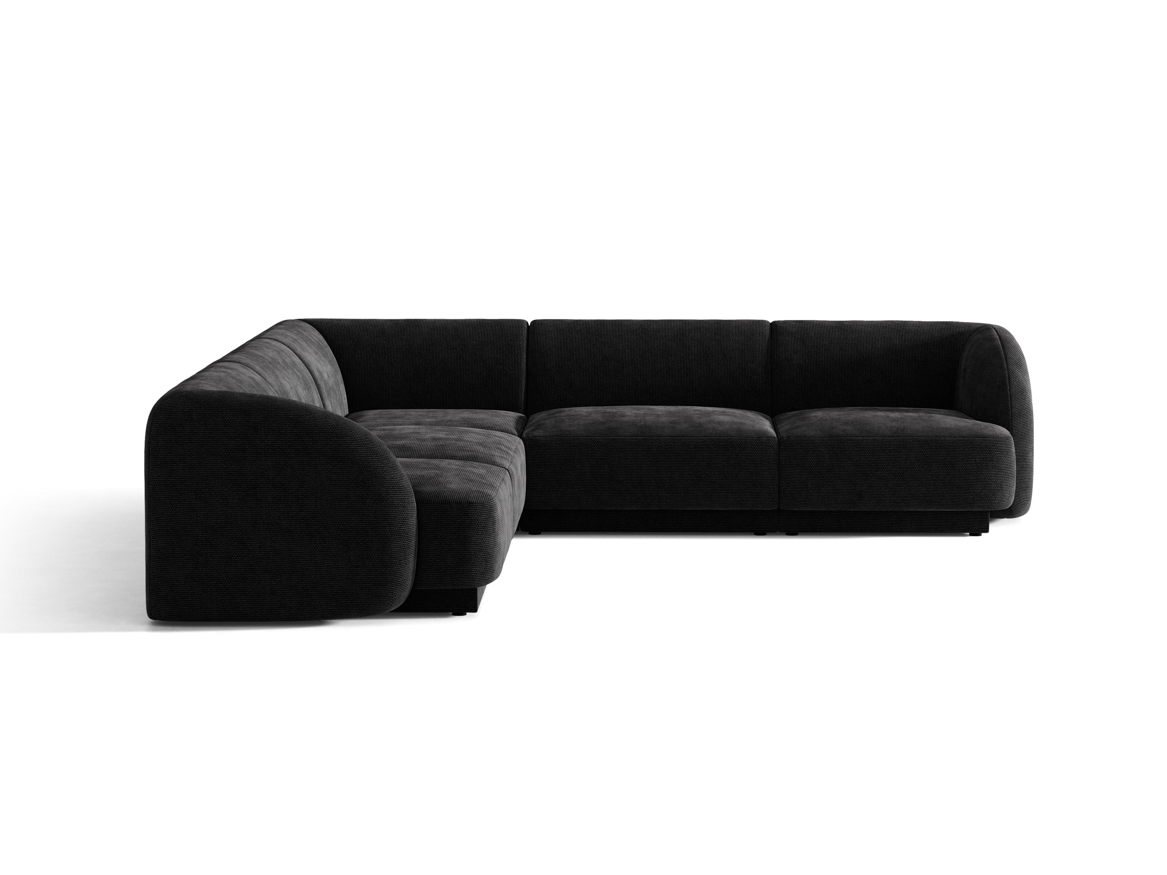 Symmetrical Corner Sofa MILEY Black Silky Chenille
