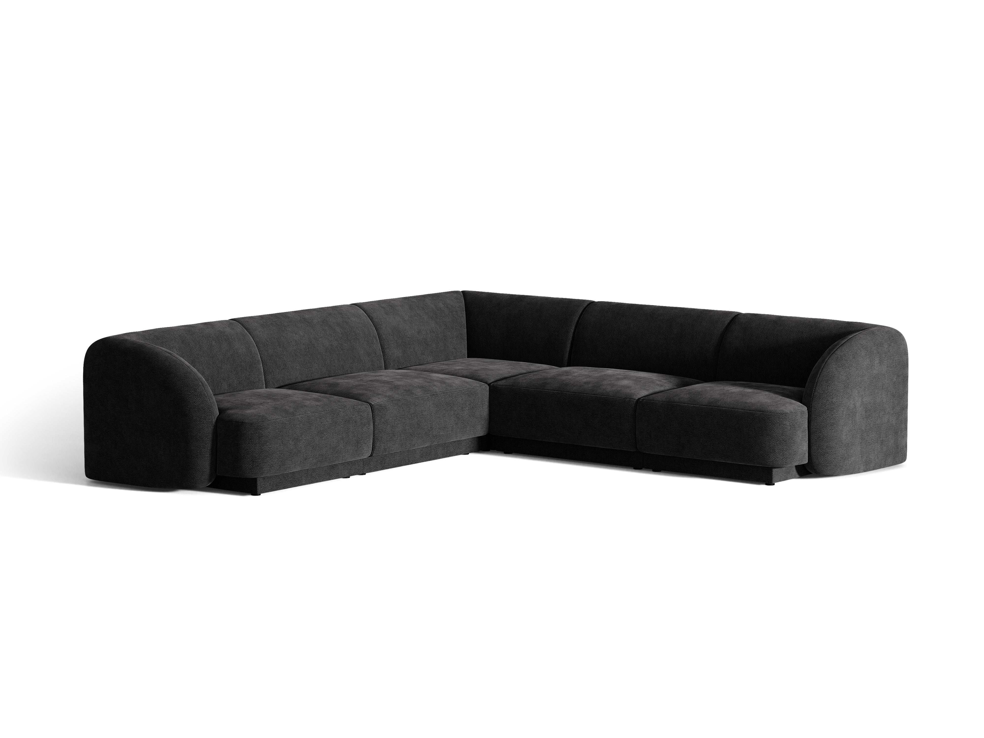 Symmetrical Corner Sofa MILEY Black Silky Chenille