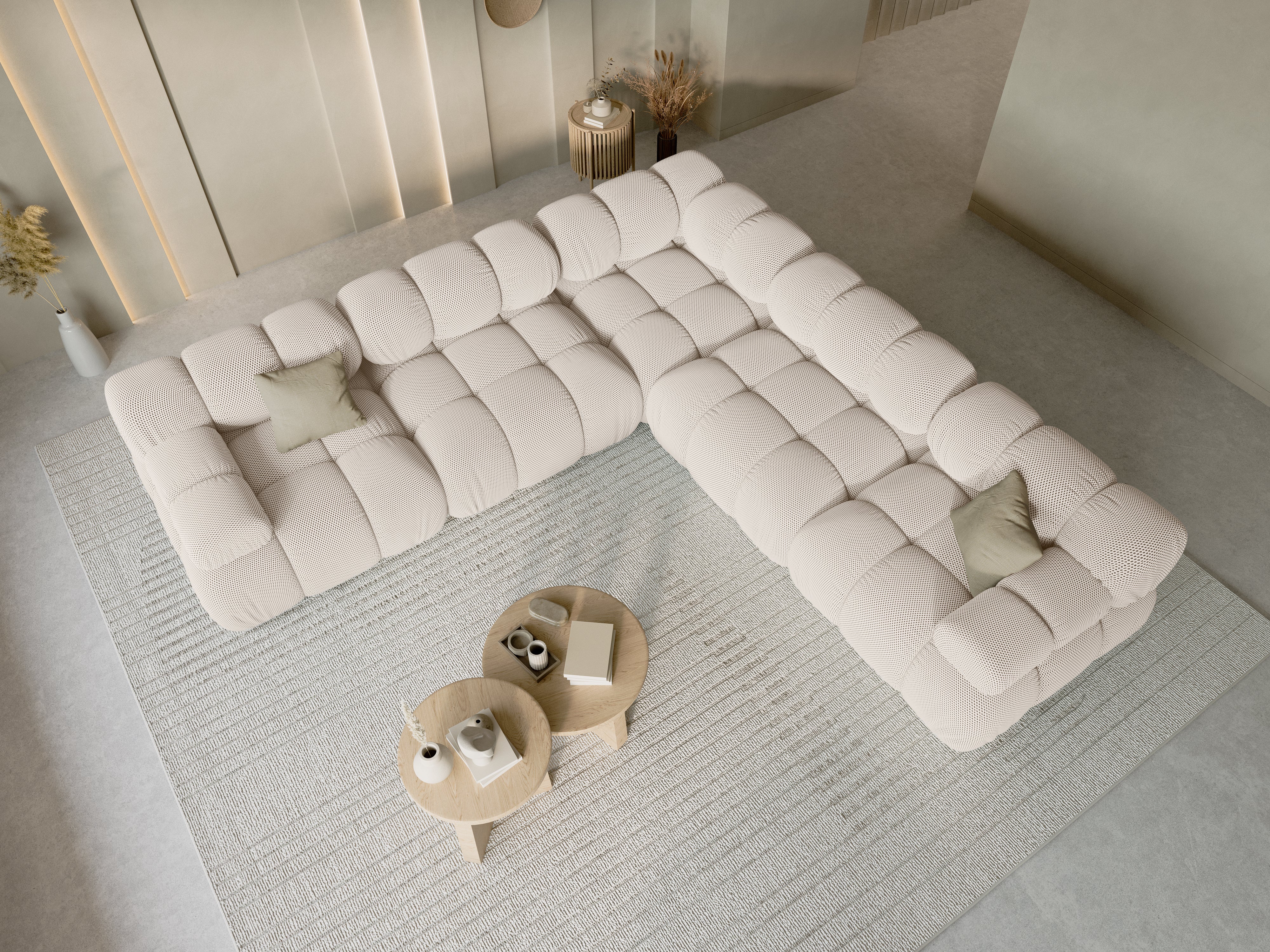 Symmetrical Corner Sofa BELLIS in Beige 3D Fabric