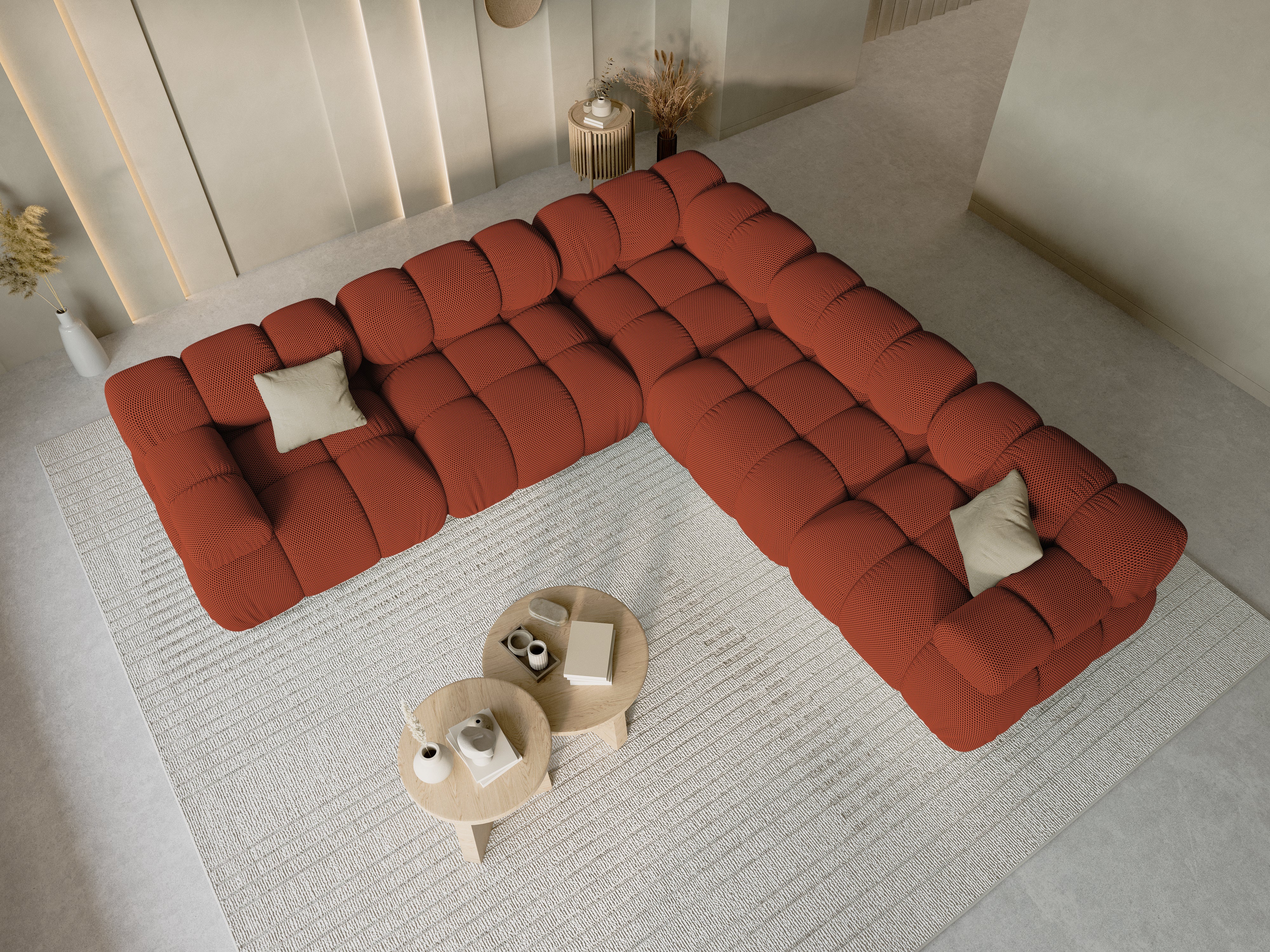 Symmetrical Corner Sofa BELLIS in Brick 3D Fabric
