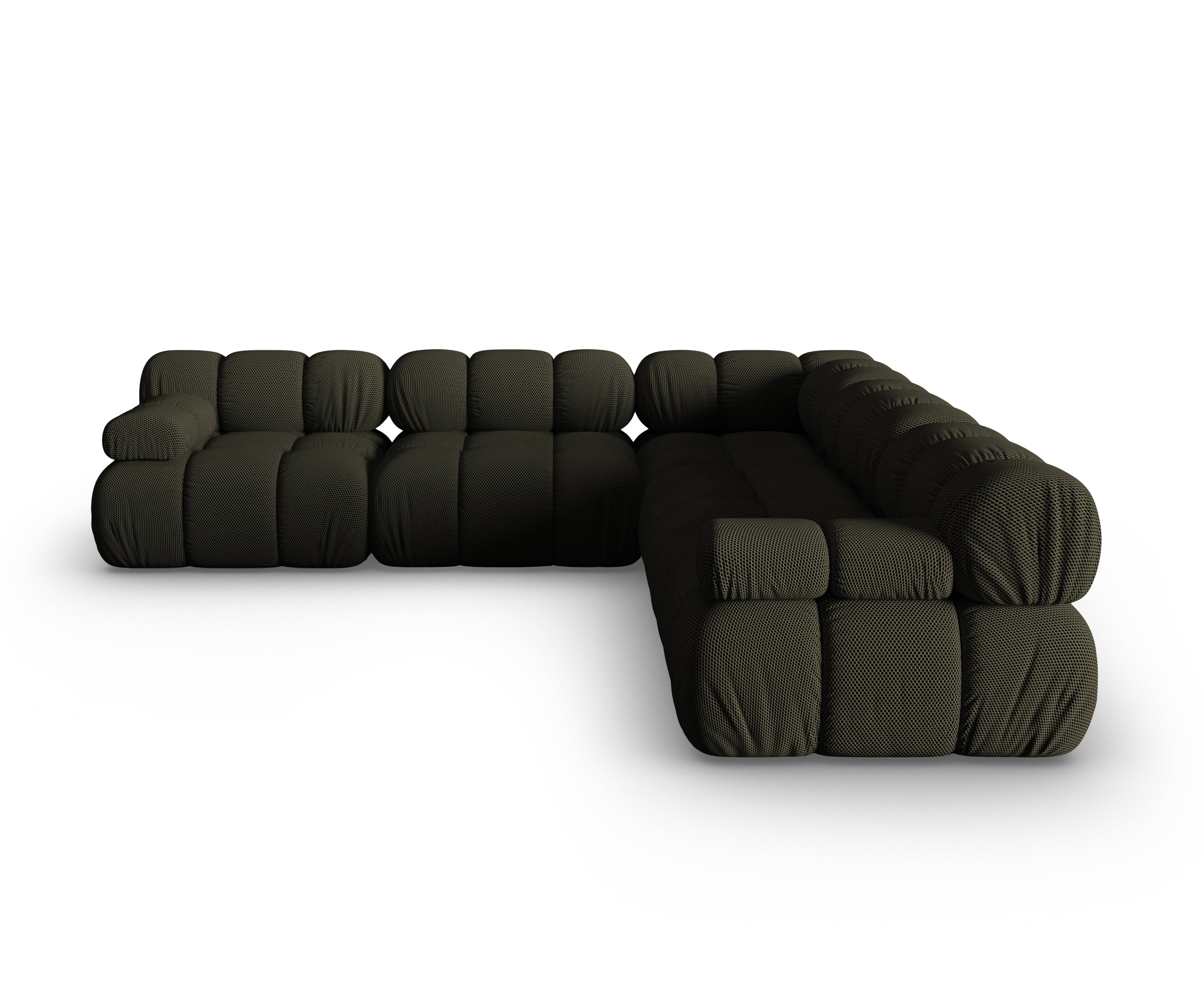Symmetrical corner sofa BELLIS in dark green 3D fabric