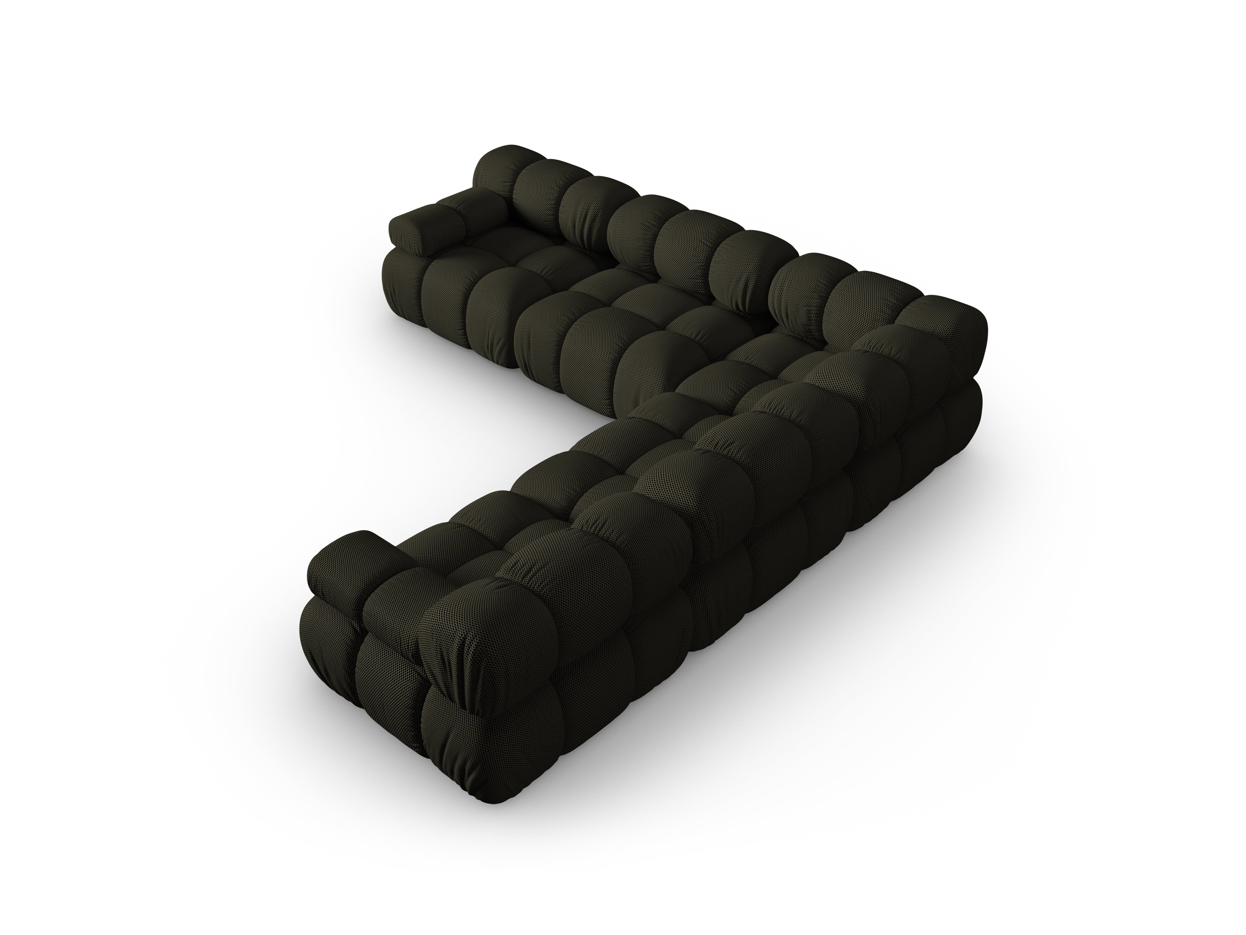 Symmetrical corner sofa BELLIS in dark green 3D fabric