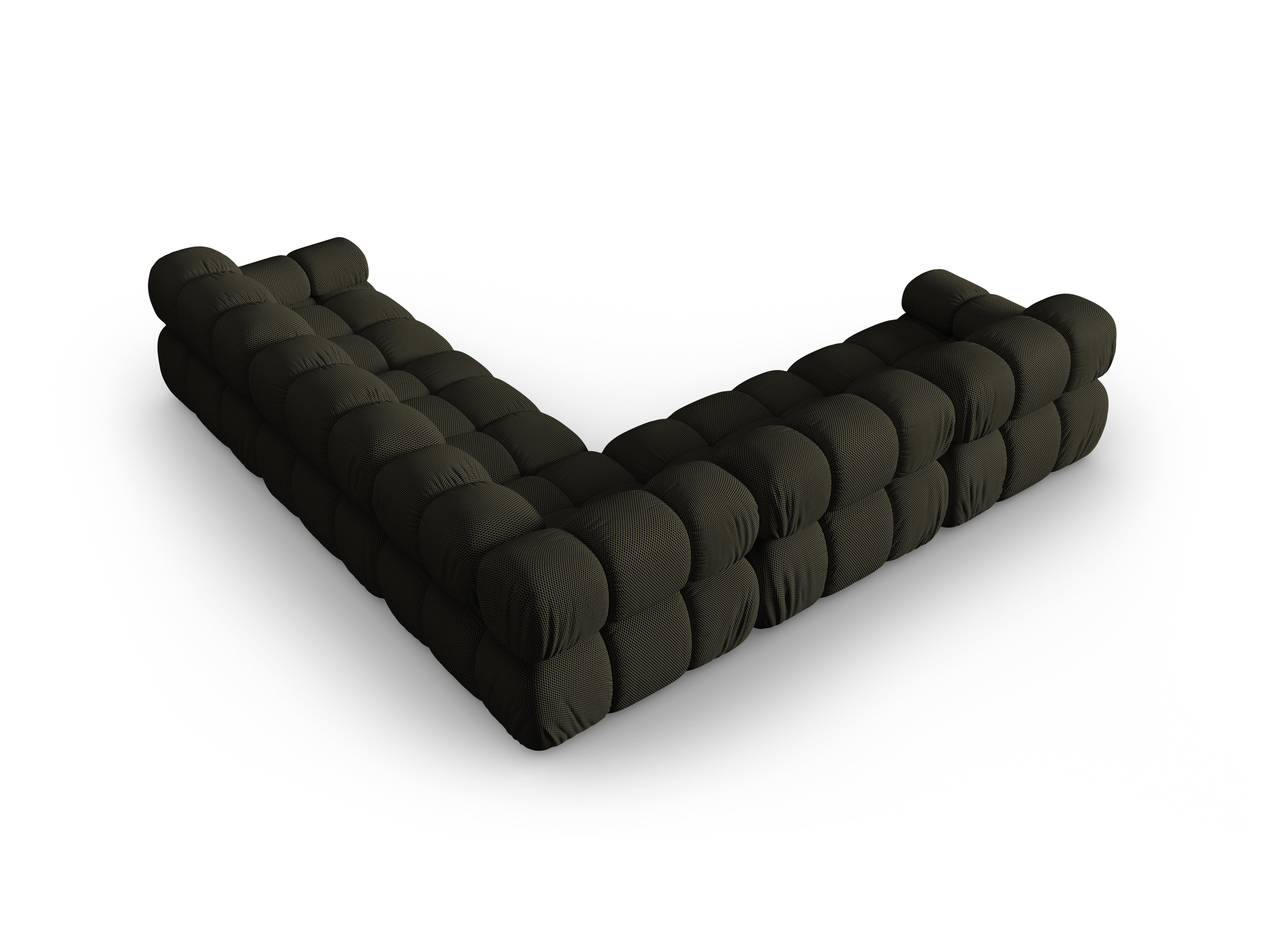 Symmetrical corner sofa BELLIS in dark green 3D fabric