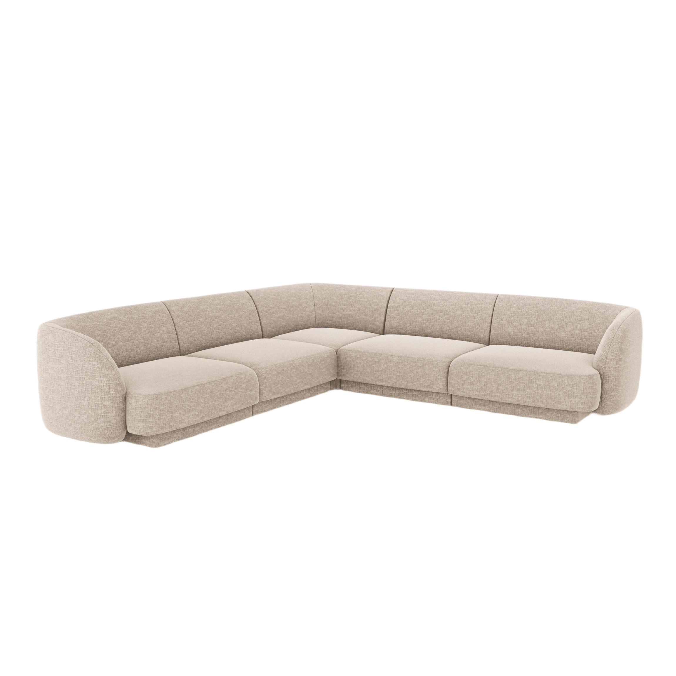 Symmetrical 5-Seater Corner Sofa MILEY Beige Chenille