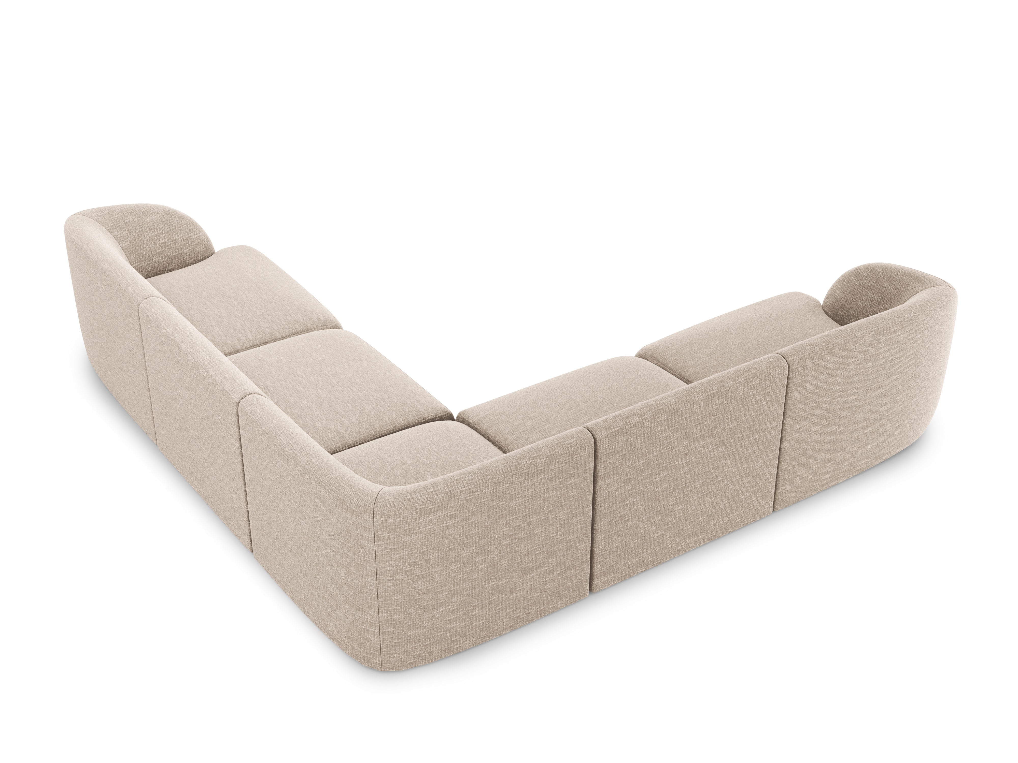 Symmetrical 5-Seater Corner Sofa MILEY Beige Chenille