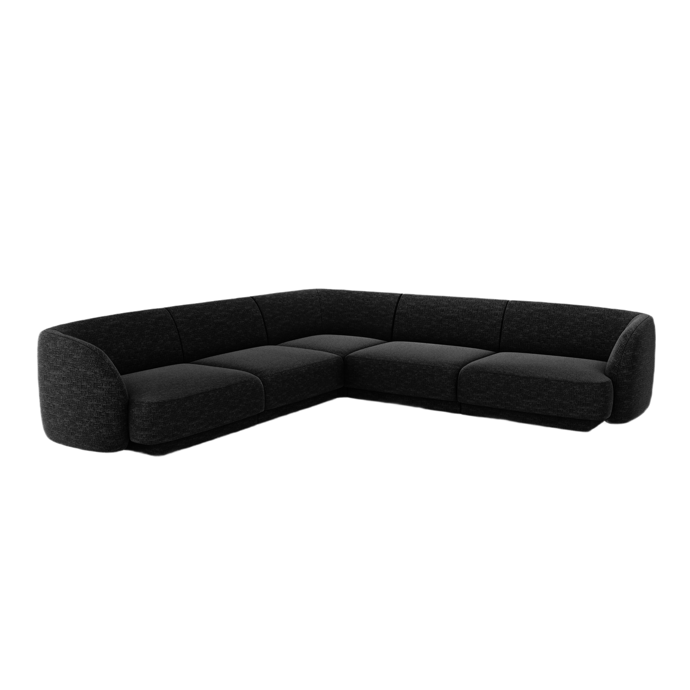 Symmetrical 5-Seater Corner Sofa MILEY Black Chenille