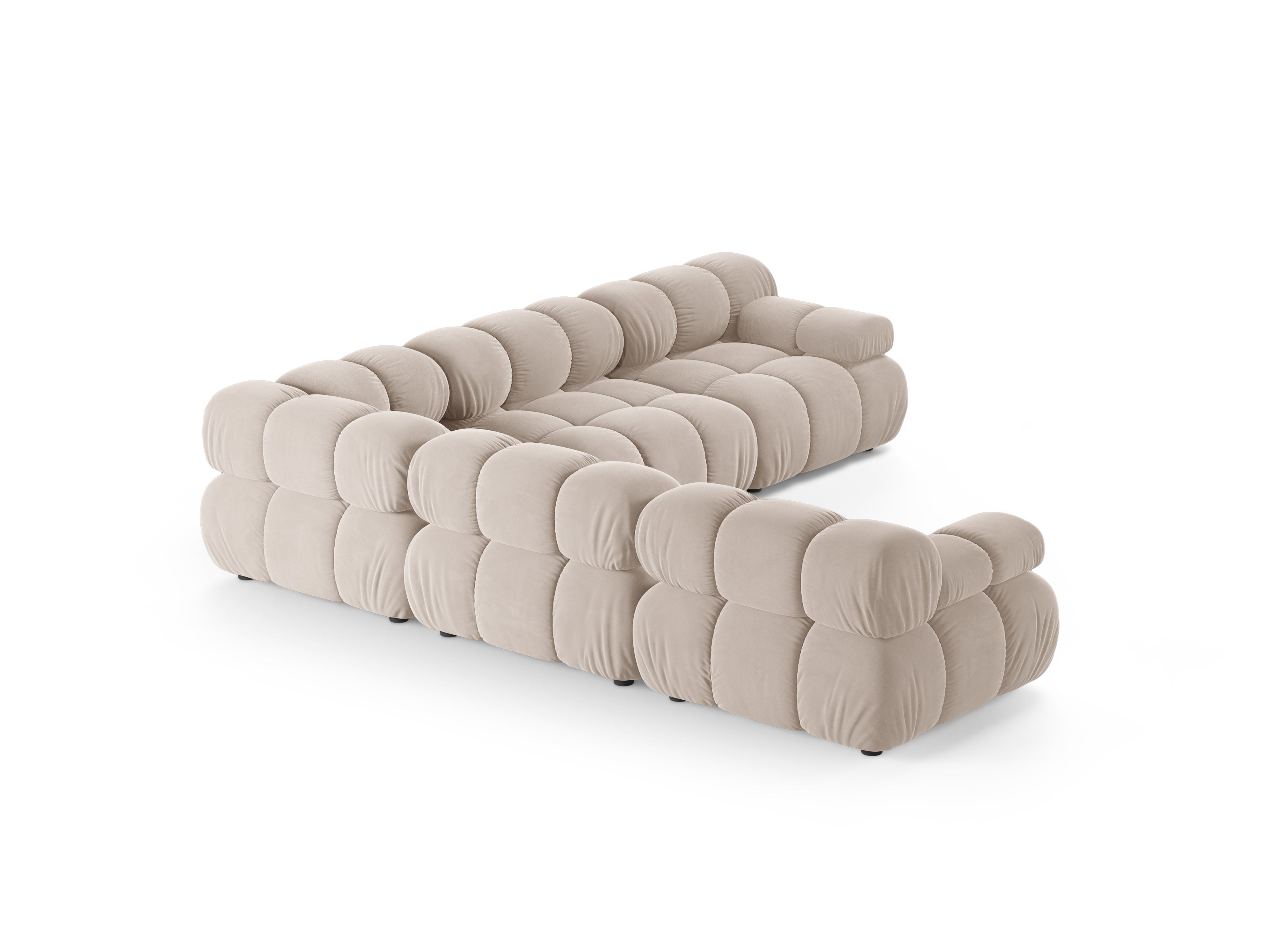 Symmetrical Corner Sofa BELLIS in Light Beige Velvet