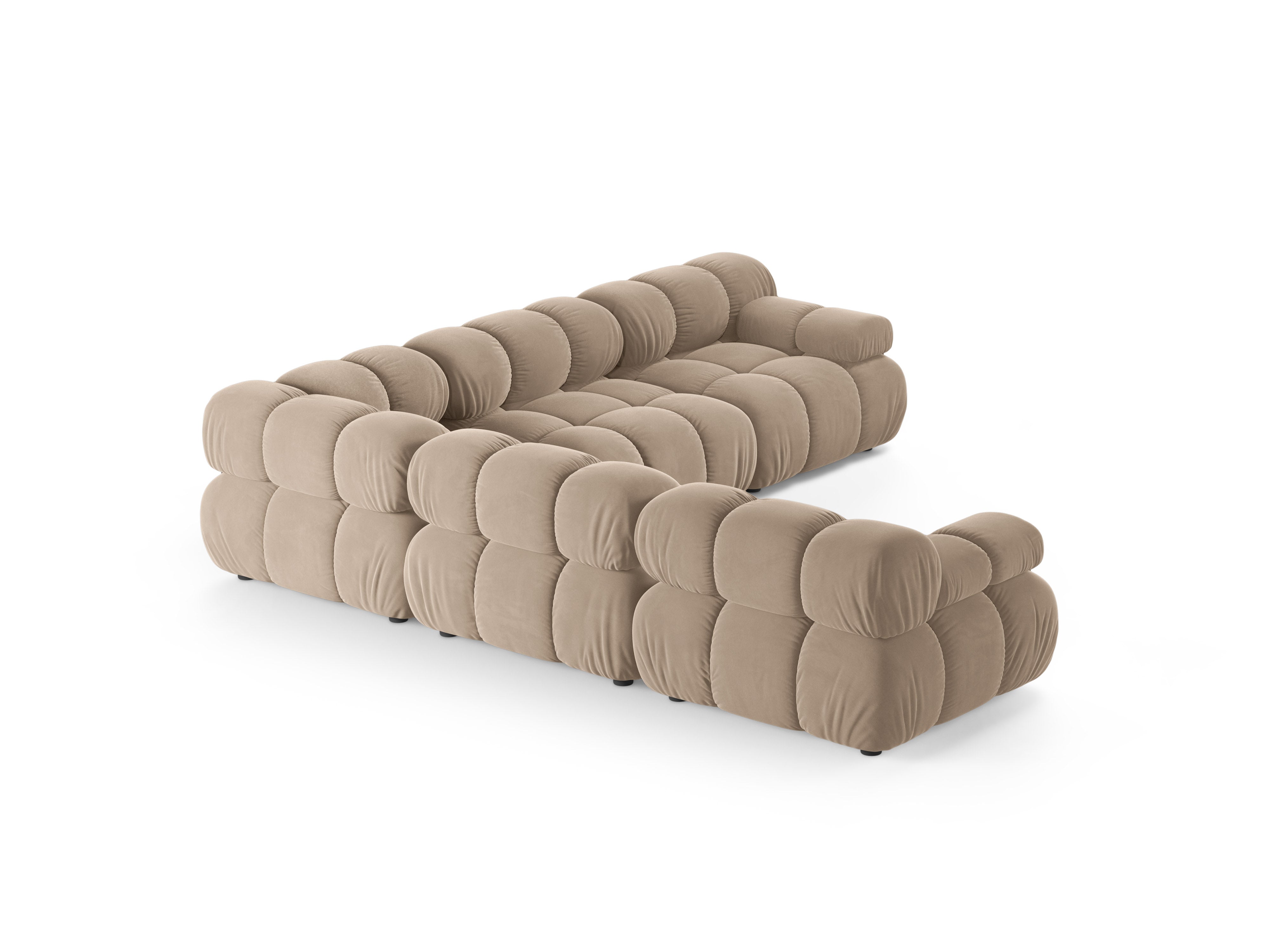 Symmetrical Corner Sofa BELLIS in Beige Velvet