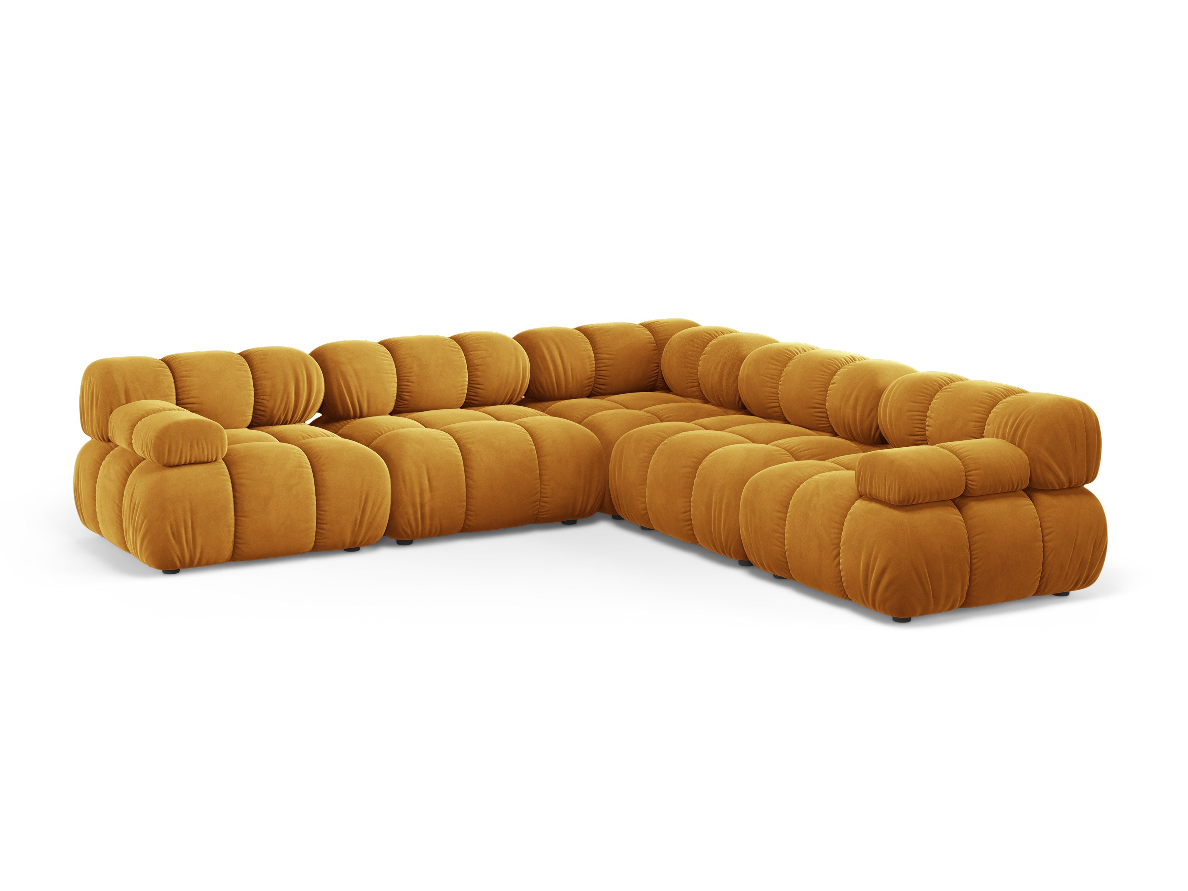Symmetrical corner sofa BELLIS in mustard velvet