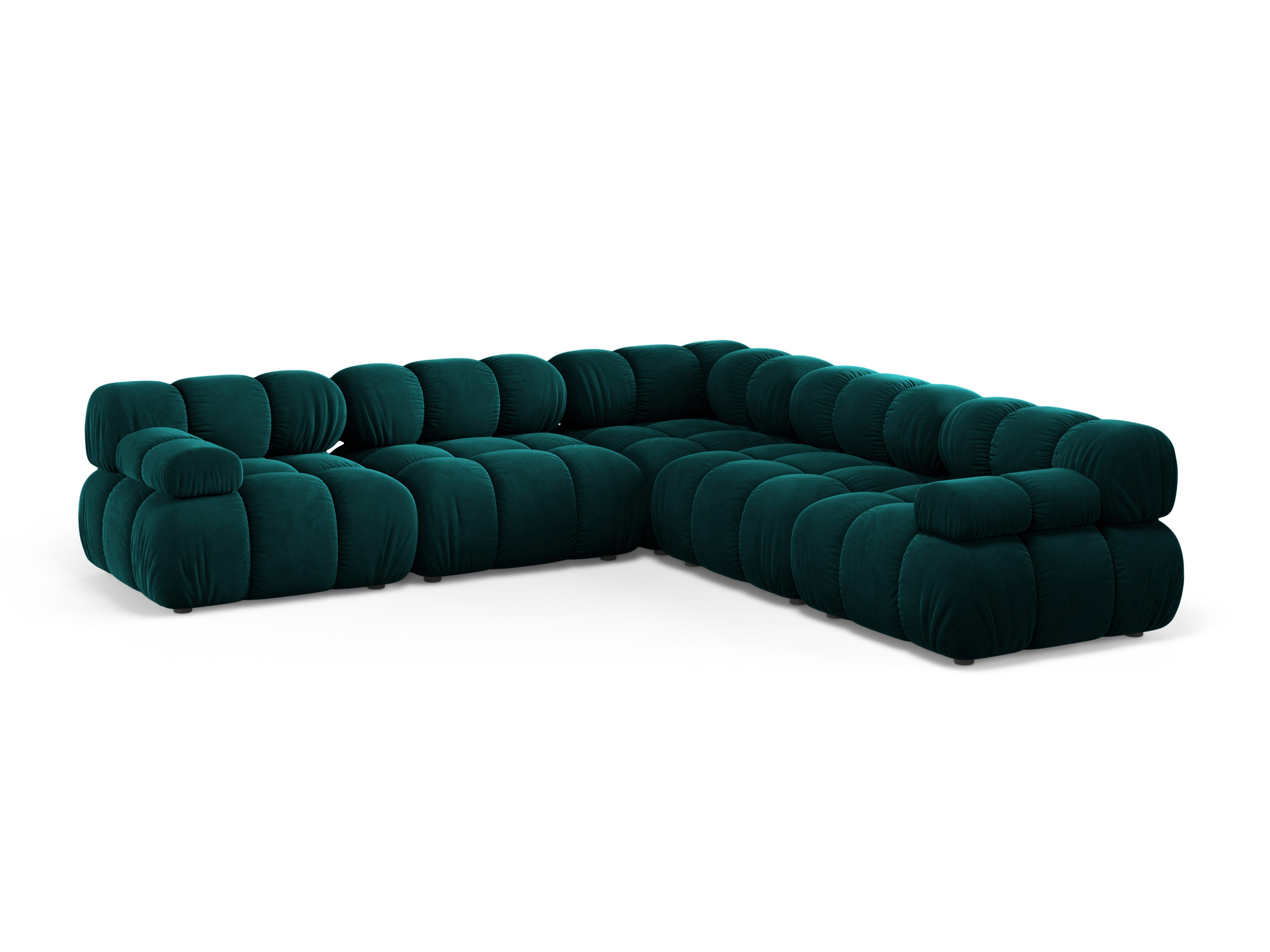 Symmetrical corner sofa BELLIS in deep petrol velvet