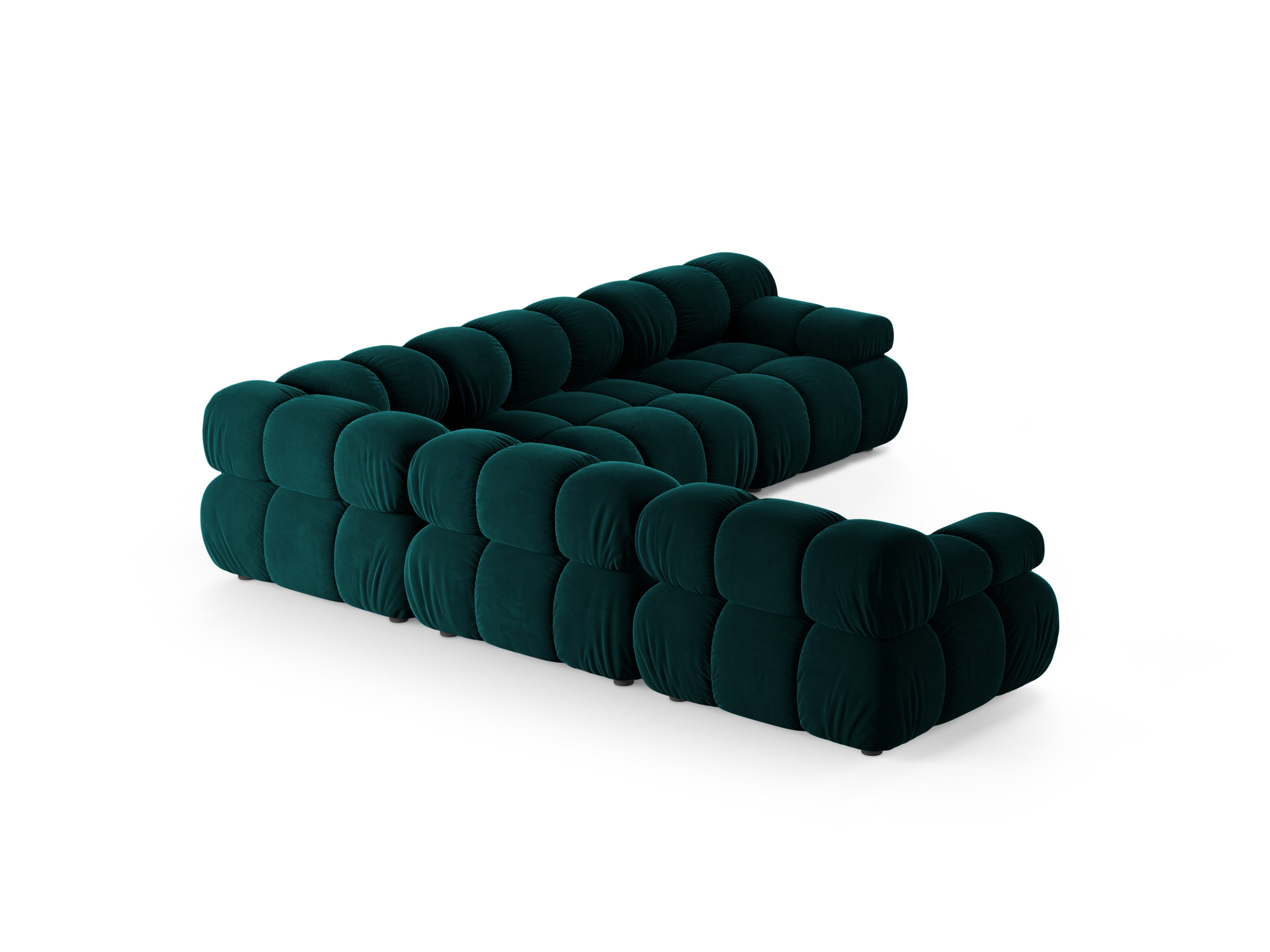 Symmetrical corner sofa BELLIS in deep petrol velvet