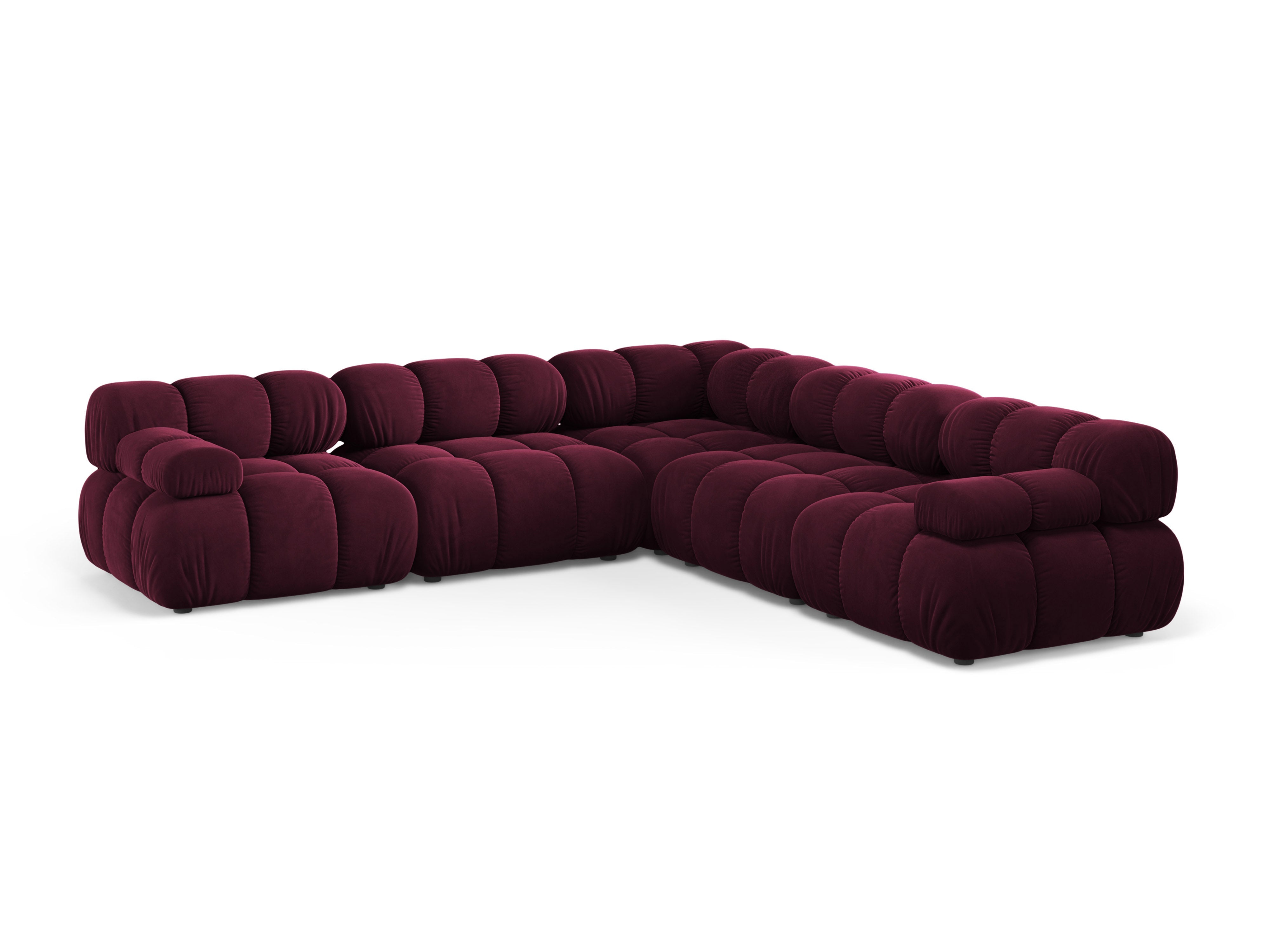Symmetrical Corner Sofa BELLIS in Burgundy Velvet