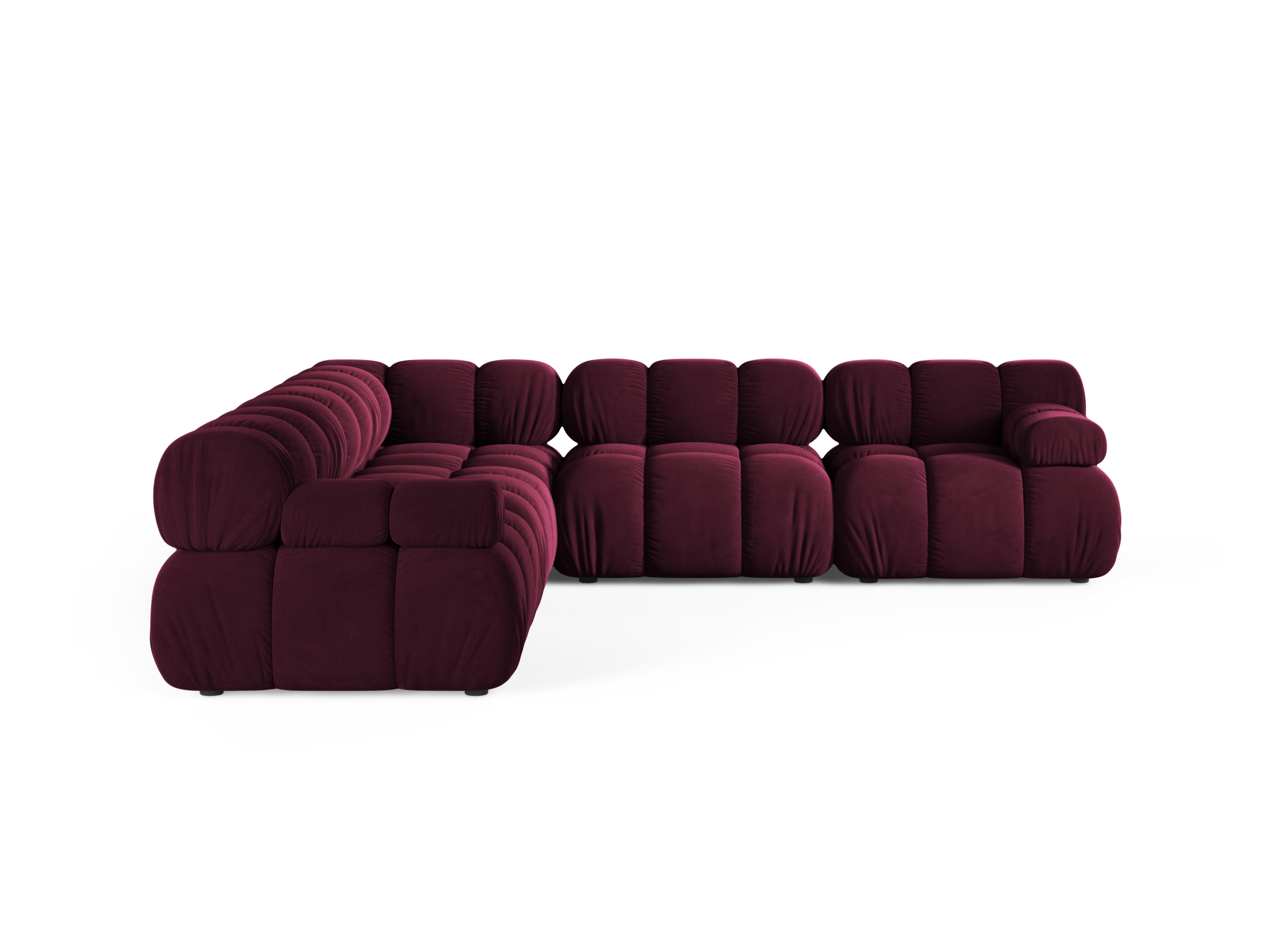 Symmetrical Corner Sofa BELLIS in Burgundy Velvet