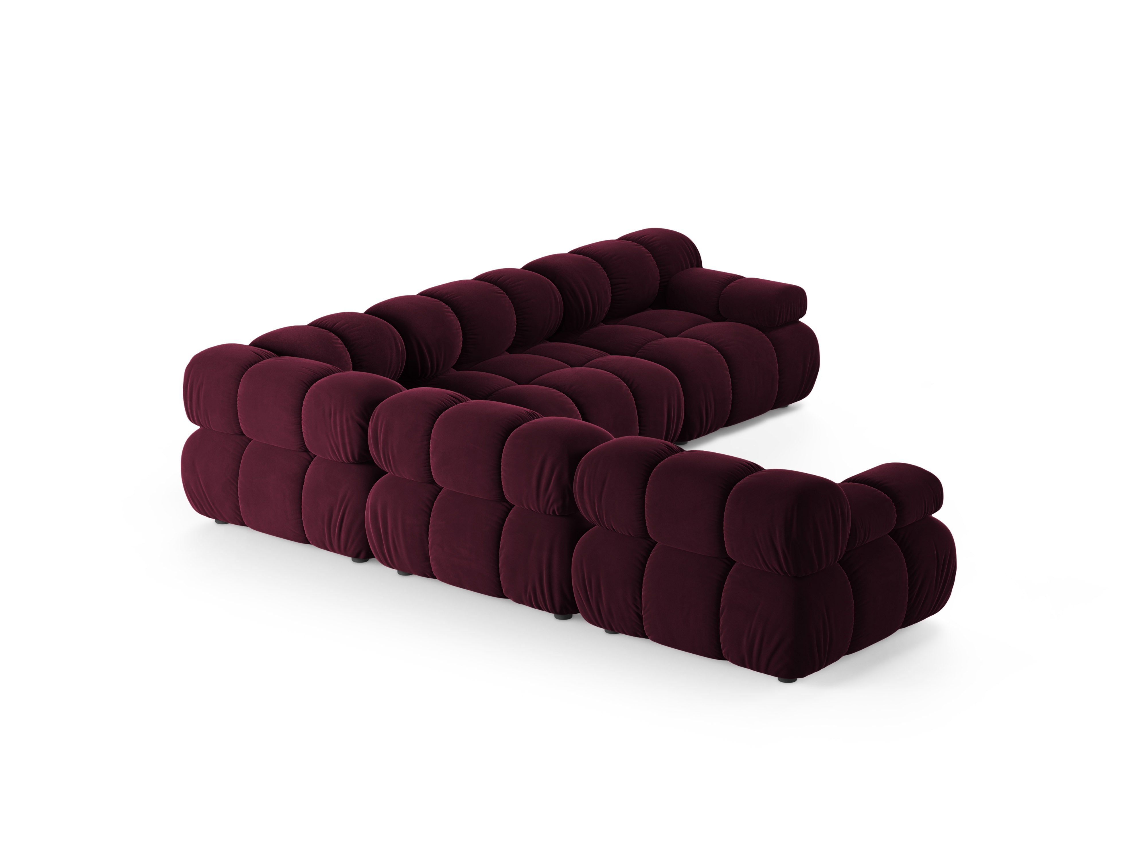 Symmetrical Corner Sofa BELLIS in Burgundy Velvet