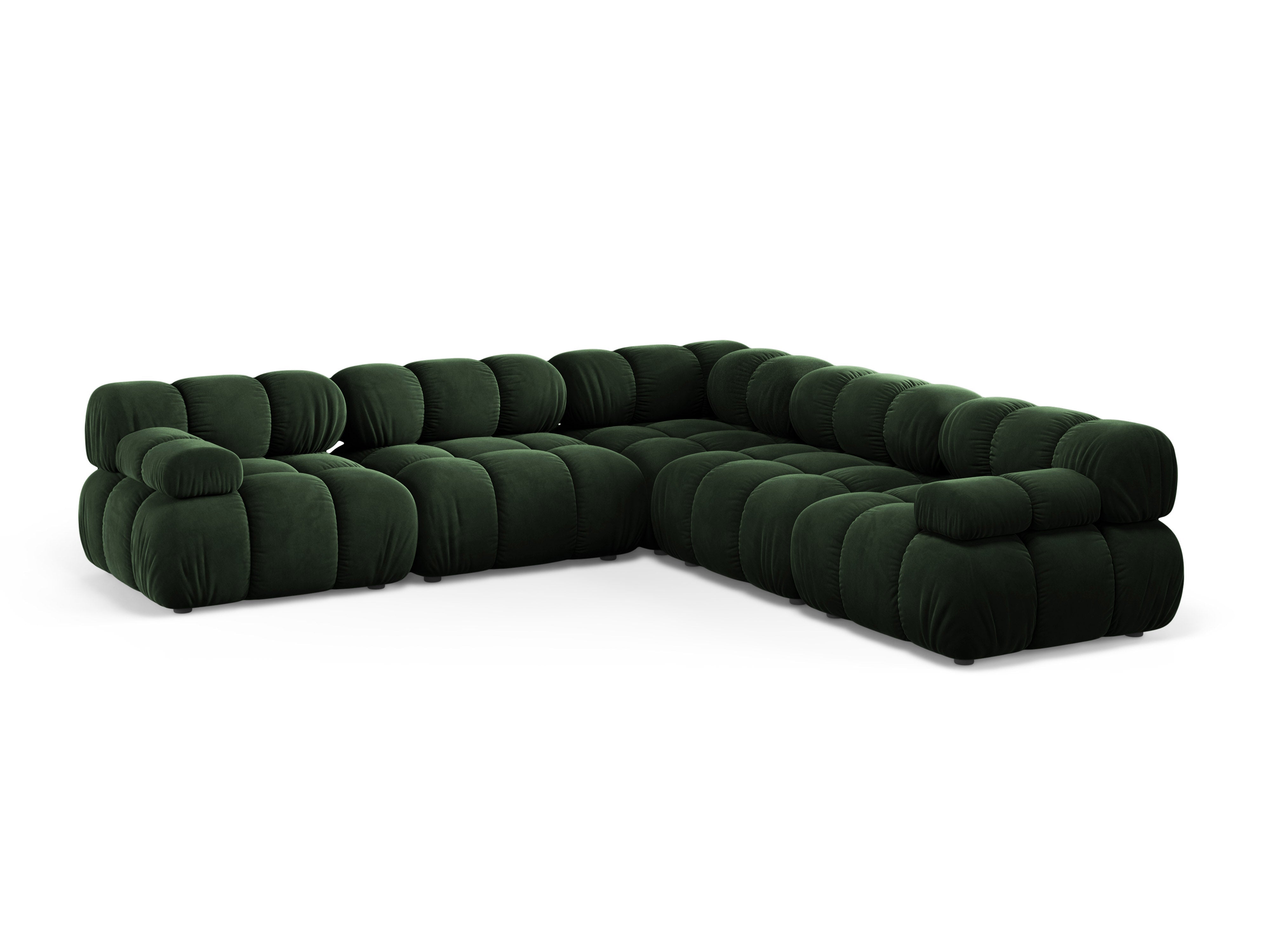 Symmetrical Corner Sofa BELLIS in Bottle Green Velvet