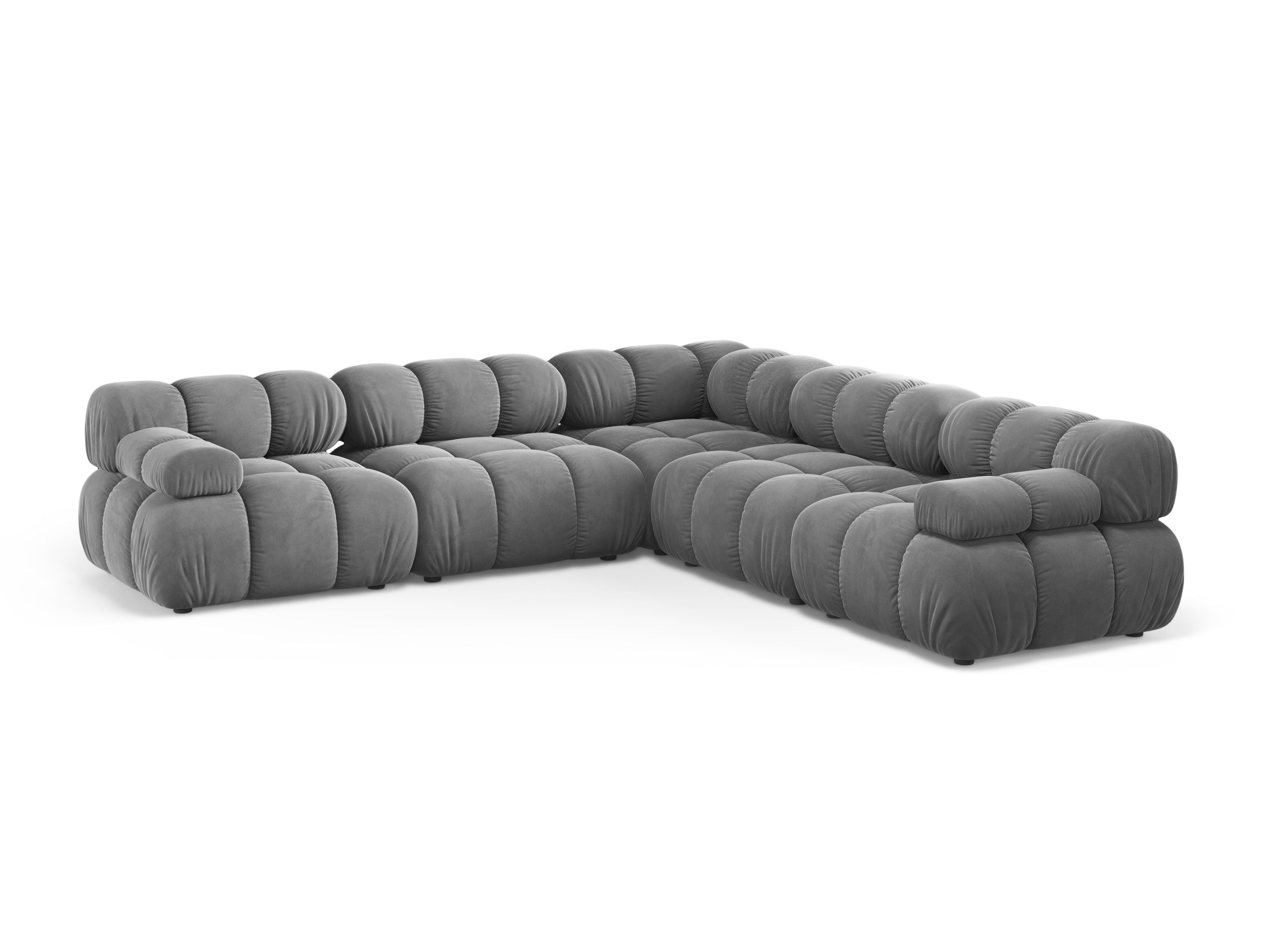 Symmetrical Corner Sofa BELLIS in Gray Velvet