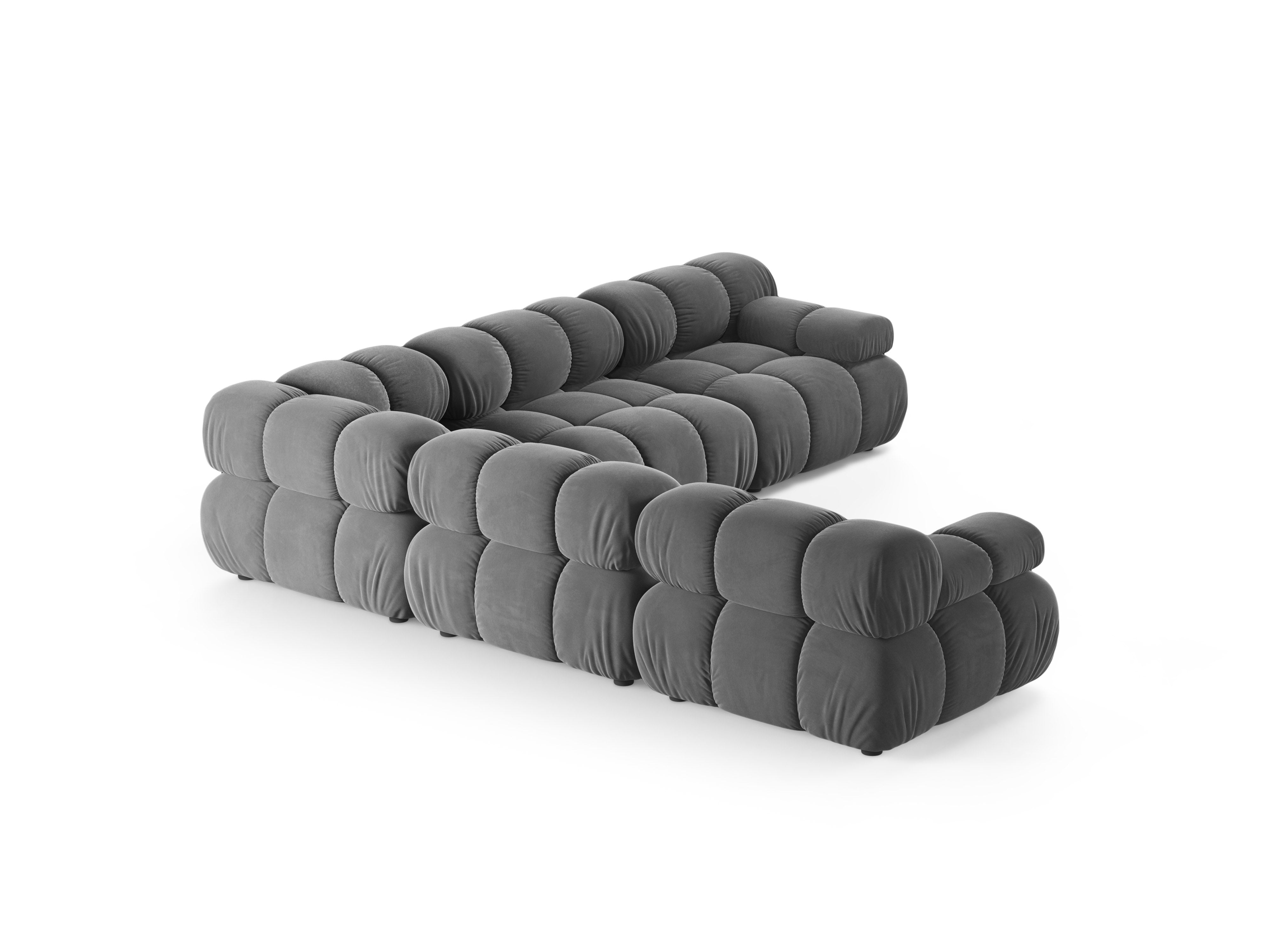 Symmetrical Corner Sofa BELLIS in Gray Velvet