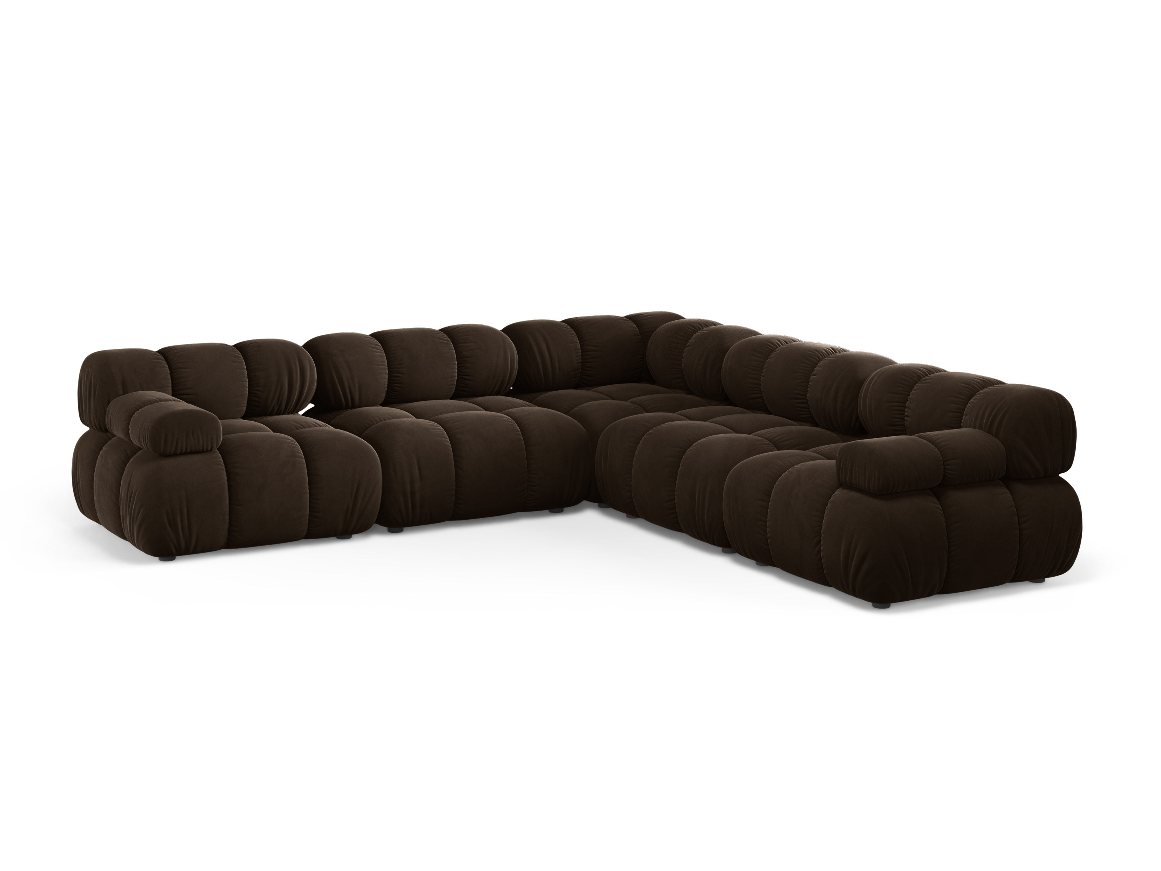 Symmetrical Velvet Corner Sofa BELLIS in Chocolate