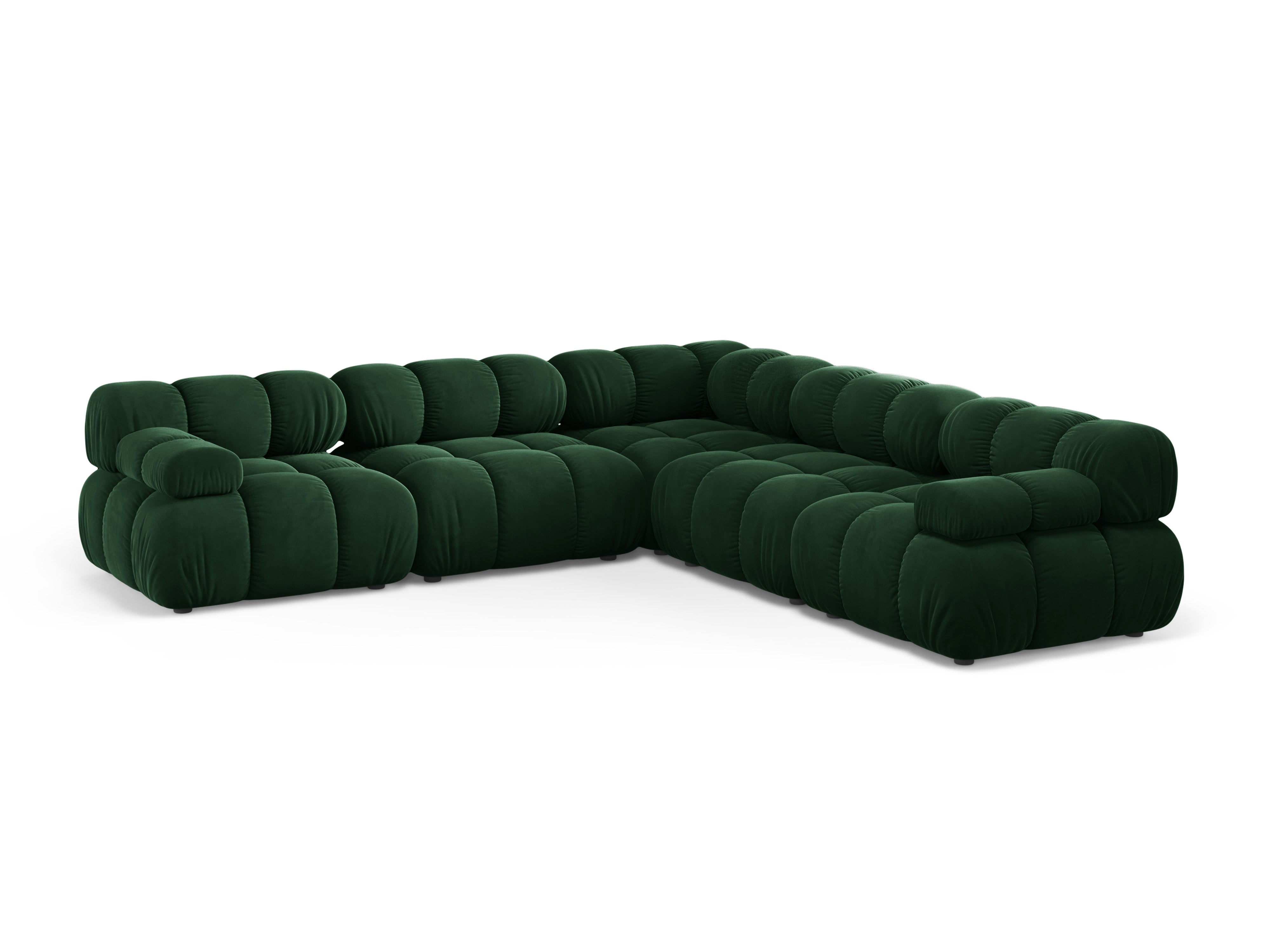 Symmetrical Velvet Corner Sofa BELLIS in Bottle Green