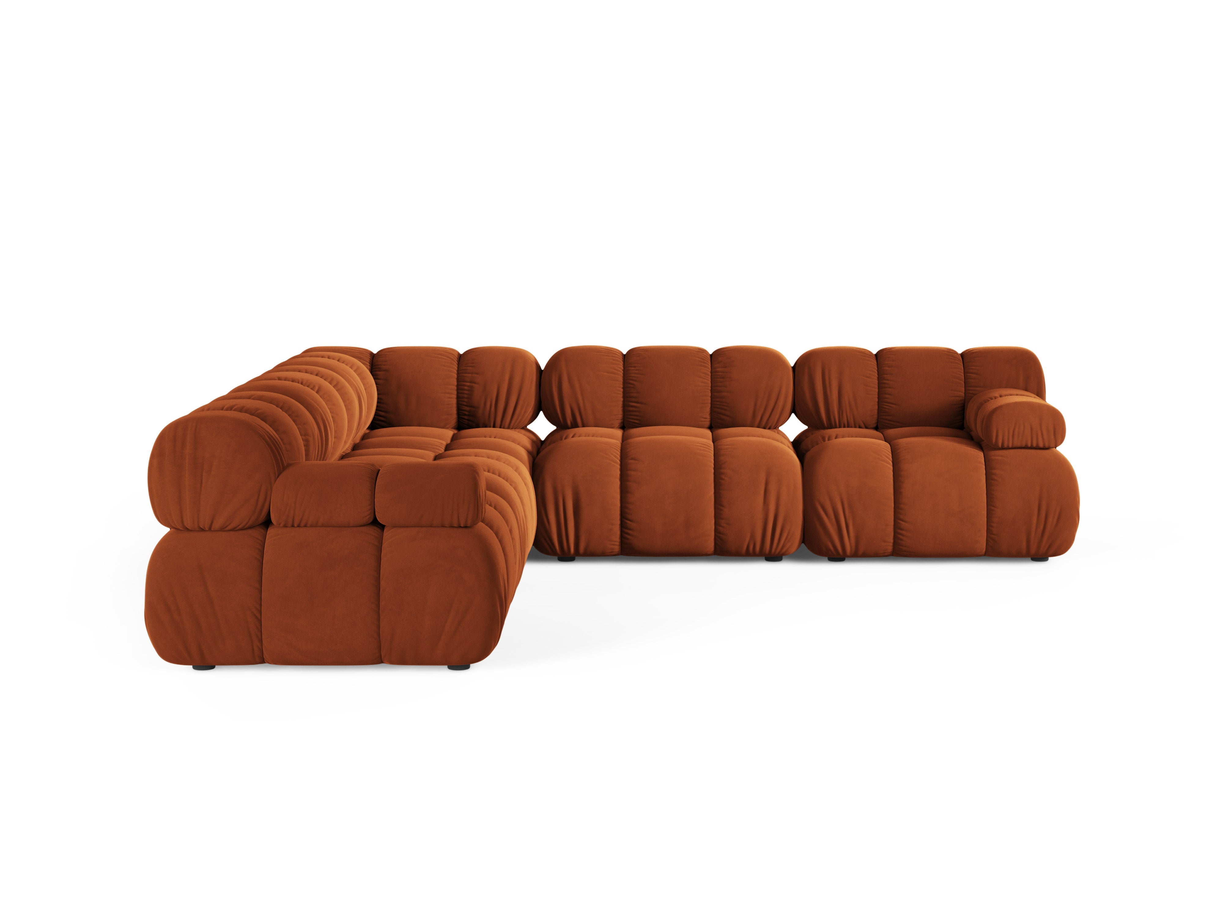 Symmetrical Velvet Corner Sofa BELLIS in Brick Red