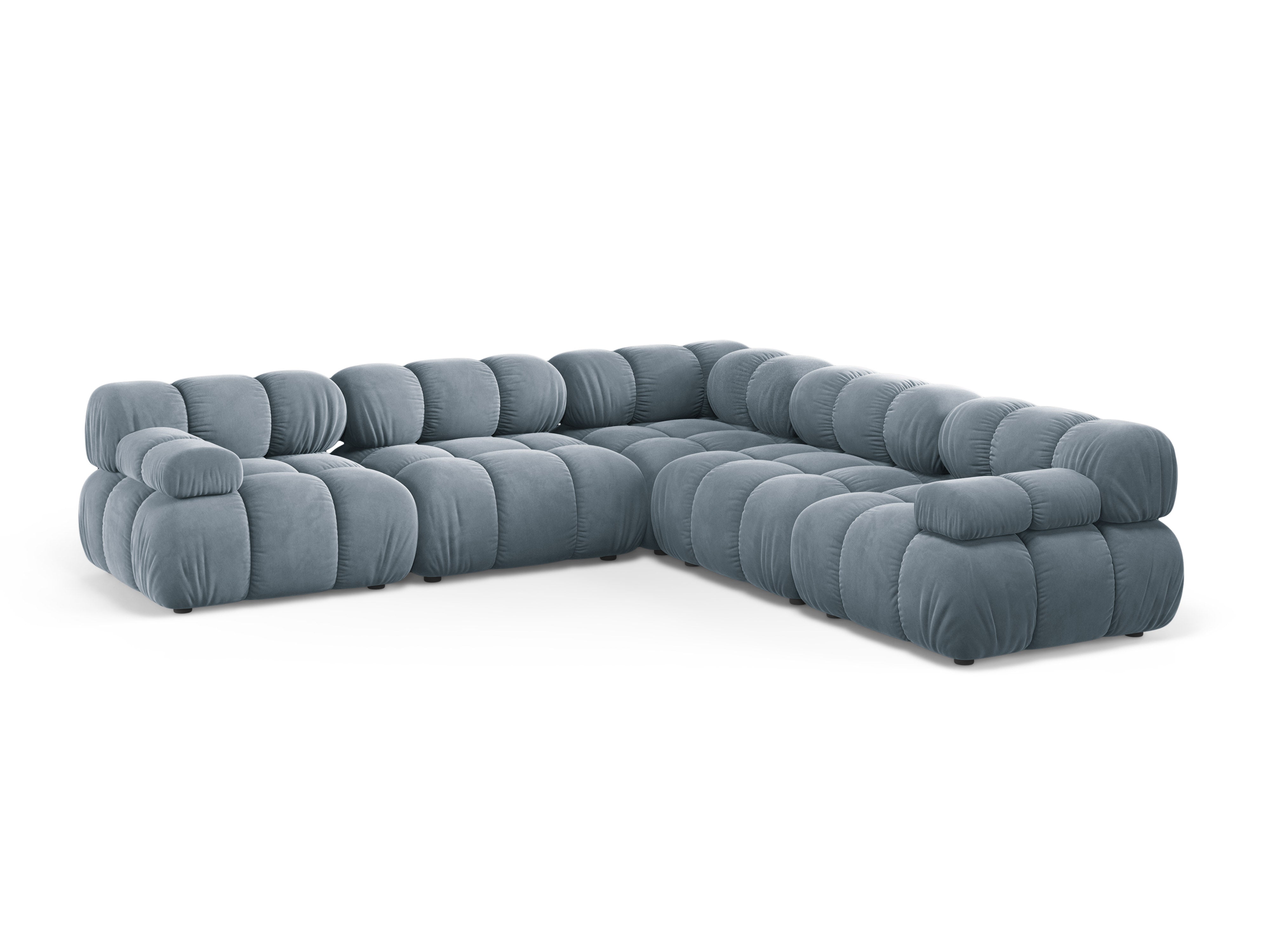 Symmetrical Velvet Corner Sofa BELLIS in Blue