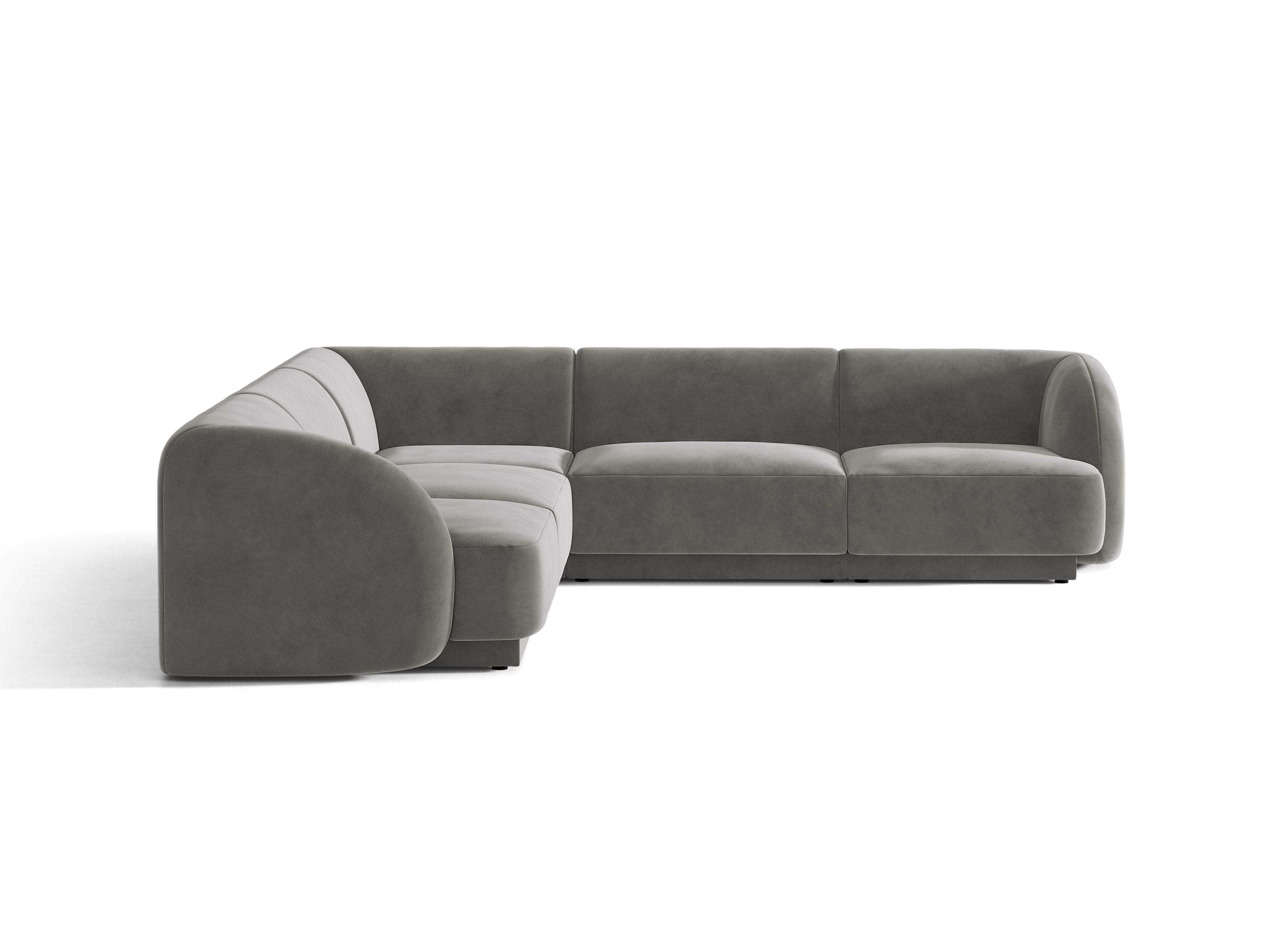 Velvet corner sofa for 5 people MILEY light gray