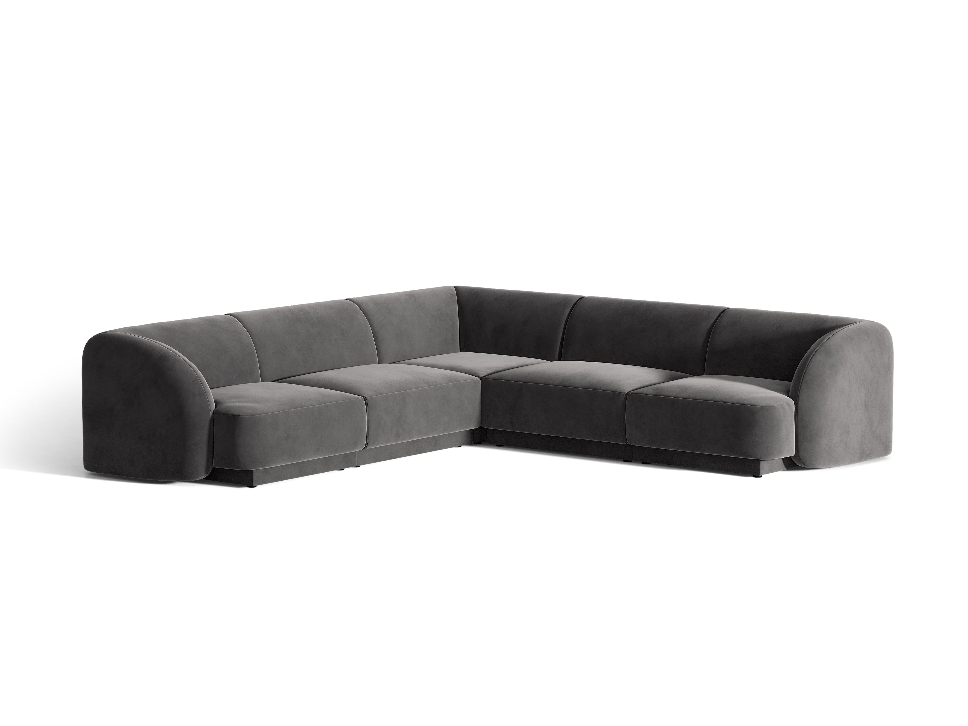 Velvet corner sofa for 5 people MILEY dark gray