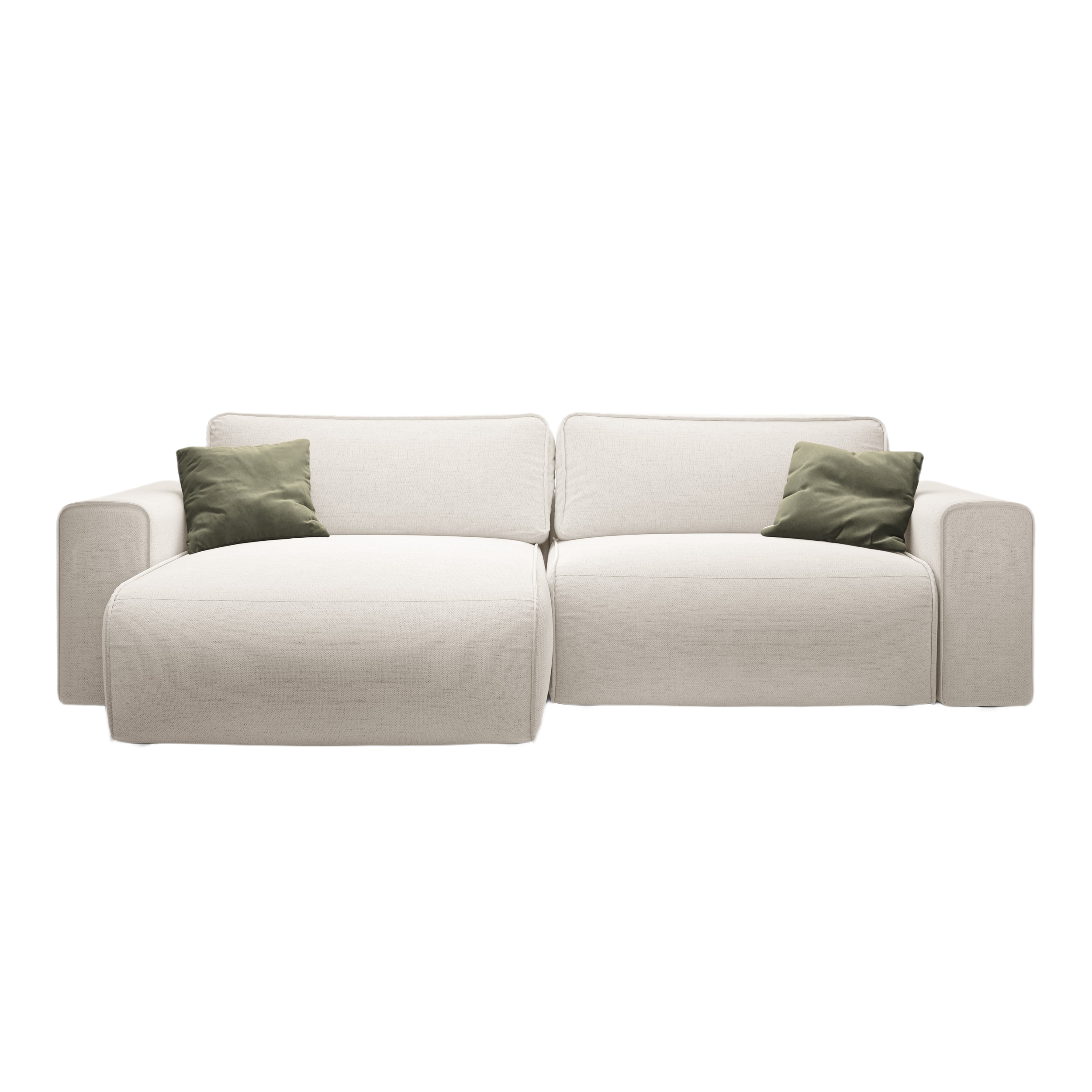 Linksseitiges 3-Sitzer-Sofa mit Schlaffunktion VICTOR in hellbeigem Chenille