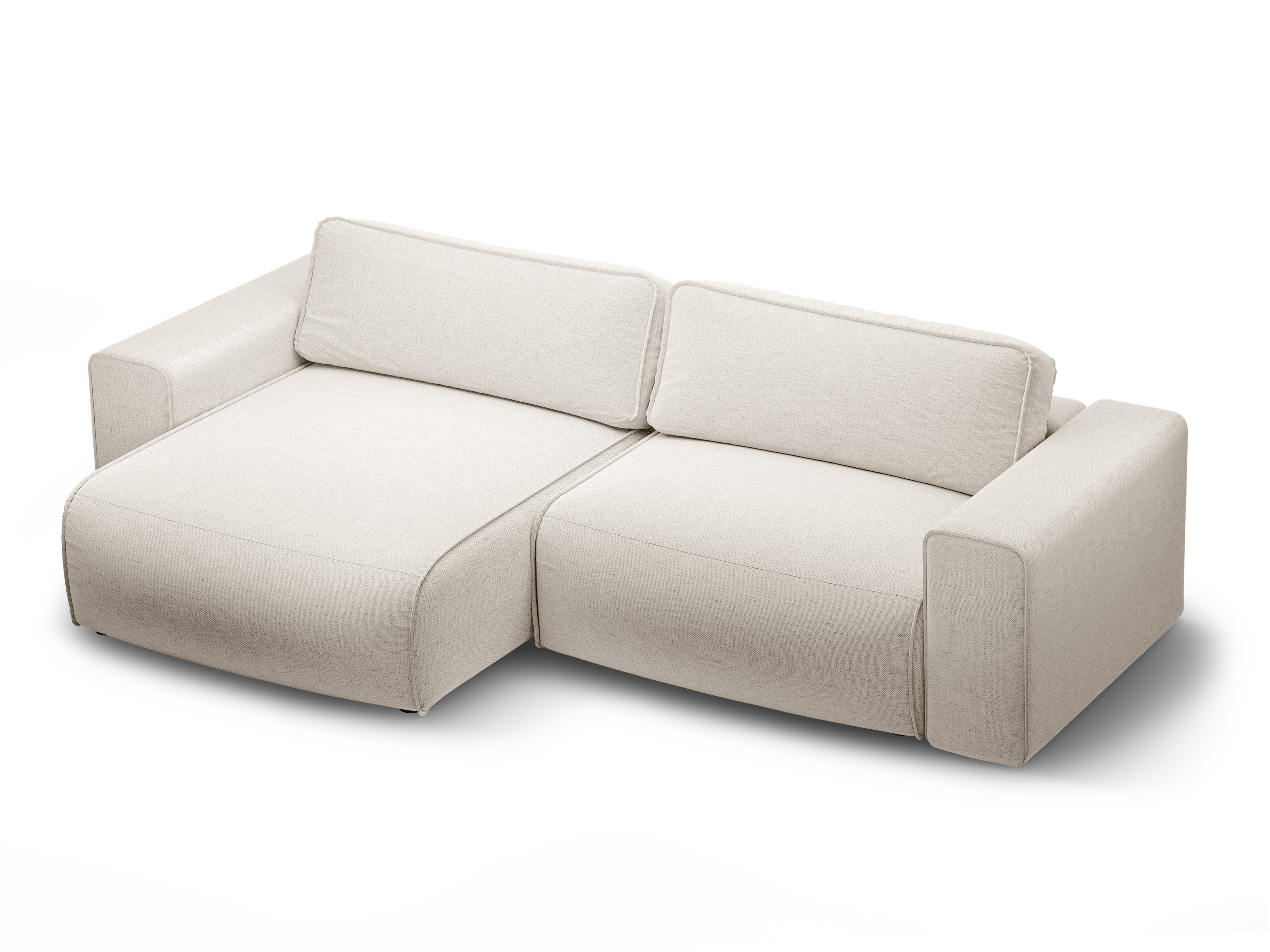 Linksseitiges 3-Sitzer-Sofa mit Schlaffunktion VICTOR in hellbeigem Chenille
