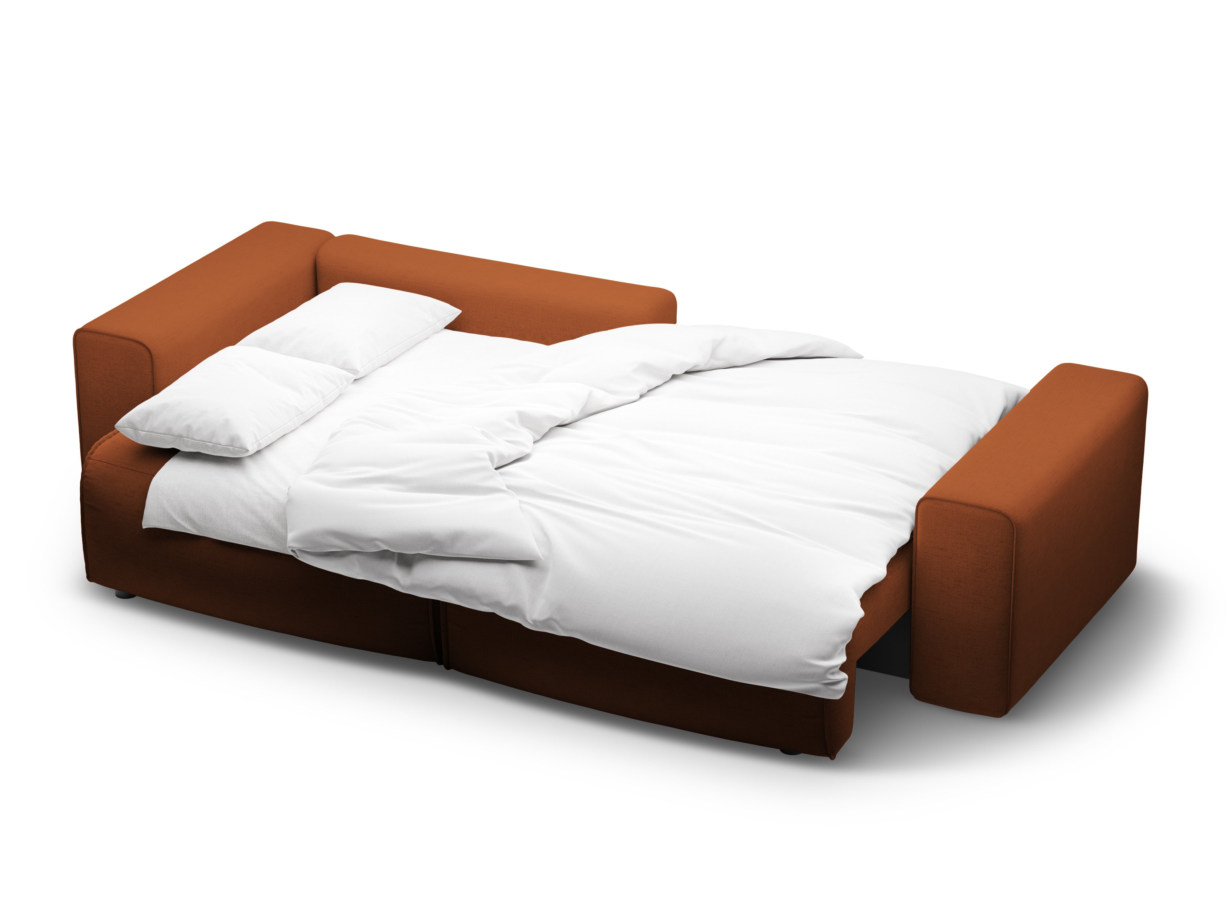 Left-facing 3-seater sofa bed VICTOR brick chenille