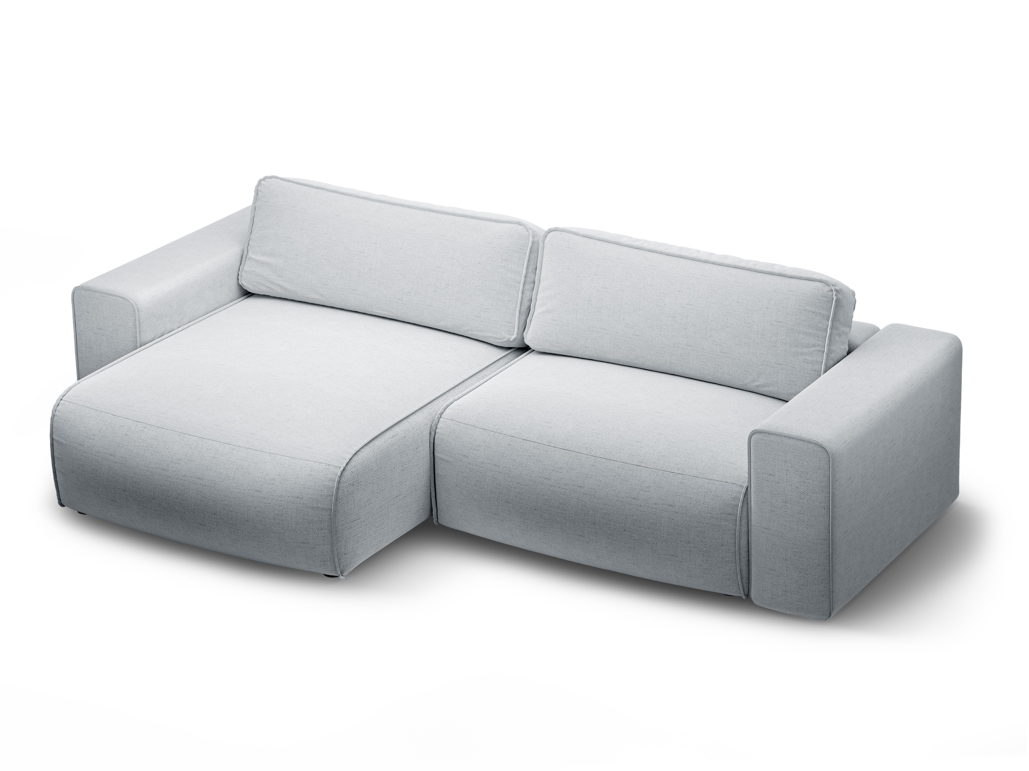 Left-facing 3-seater sofa bed VICTOR light gray chenille