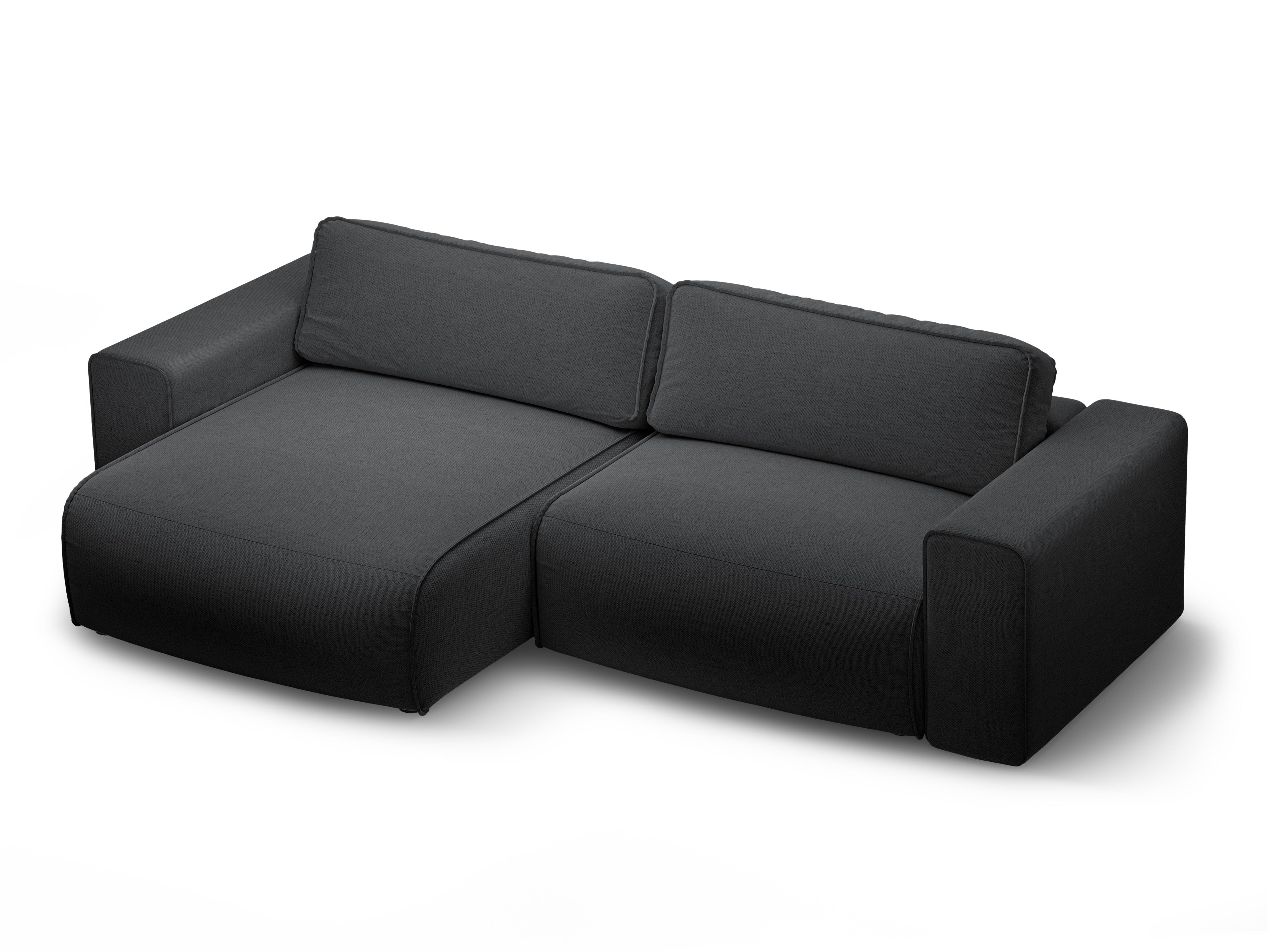 Left-sided 3-seater sofa bed VICTOR in anthracite chenille
