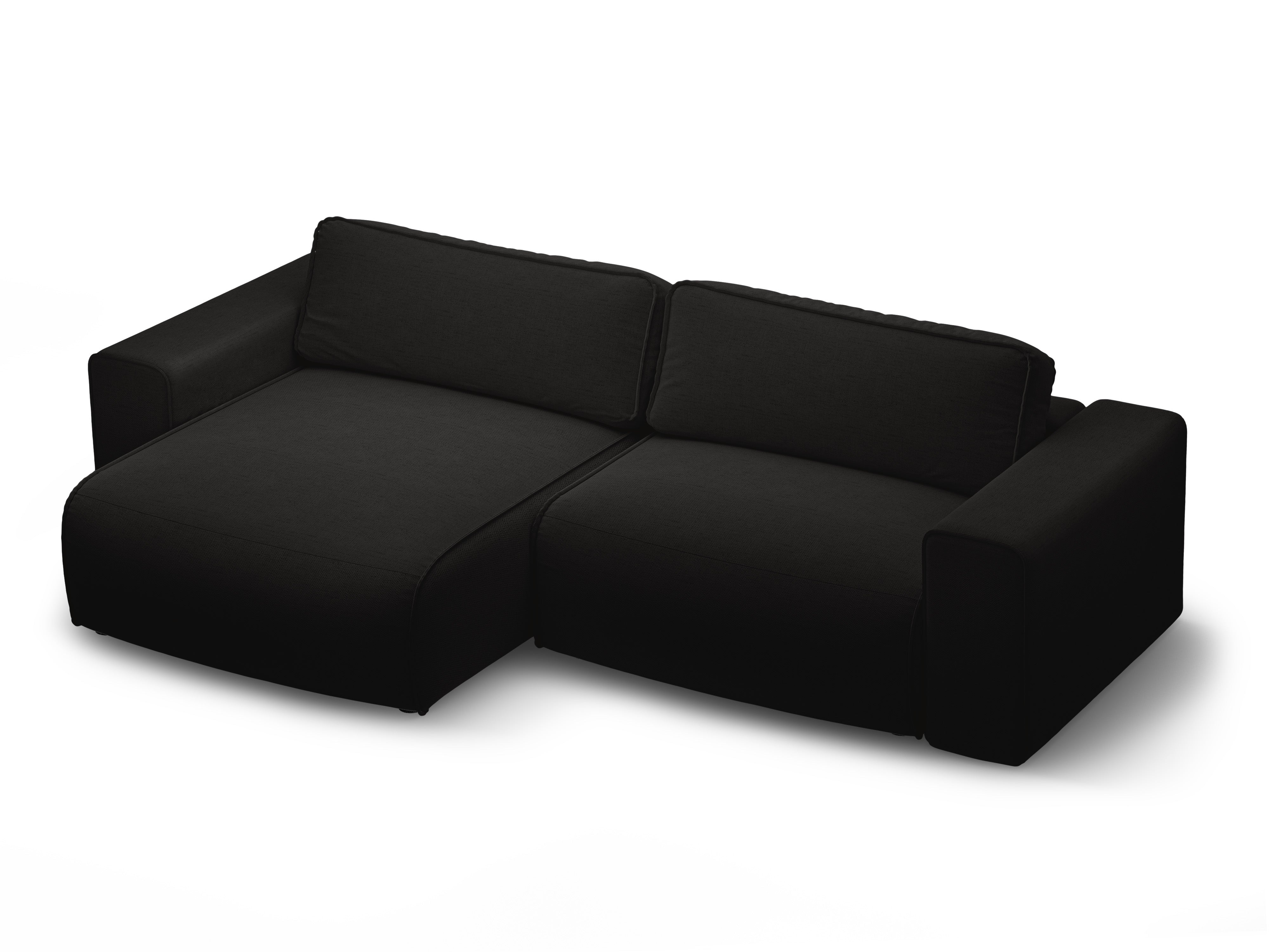 Left-sided 3-seater sofa bed VICTOR black chenille