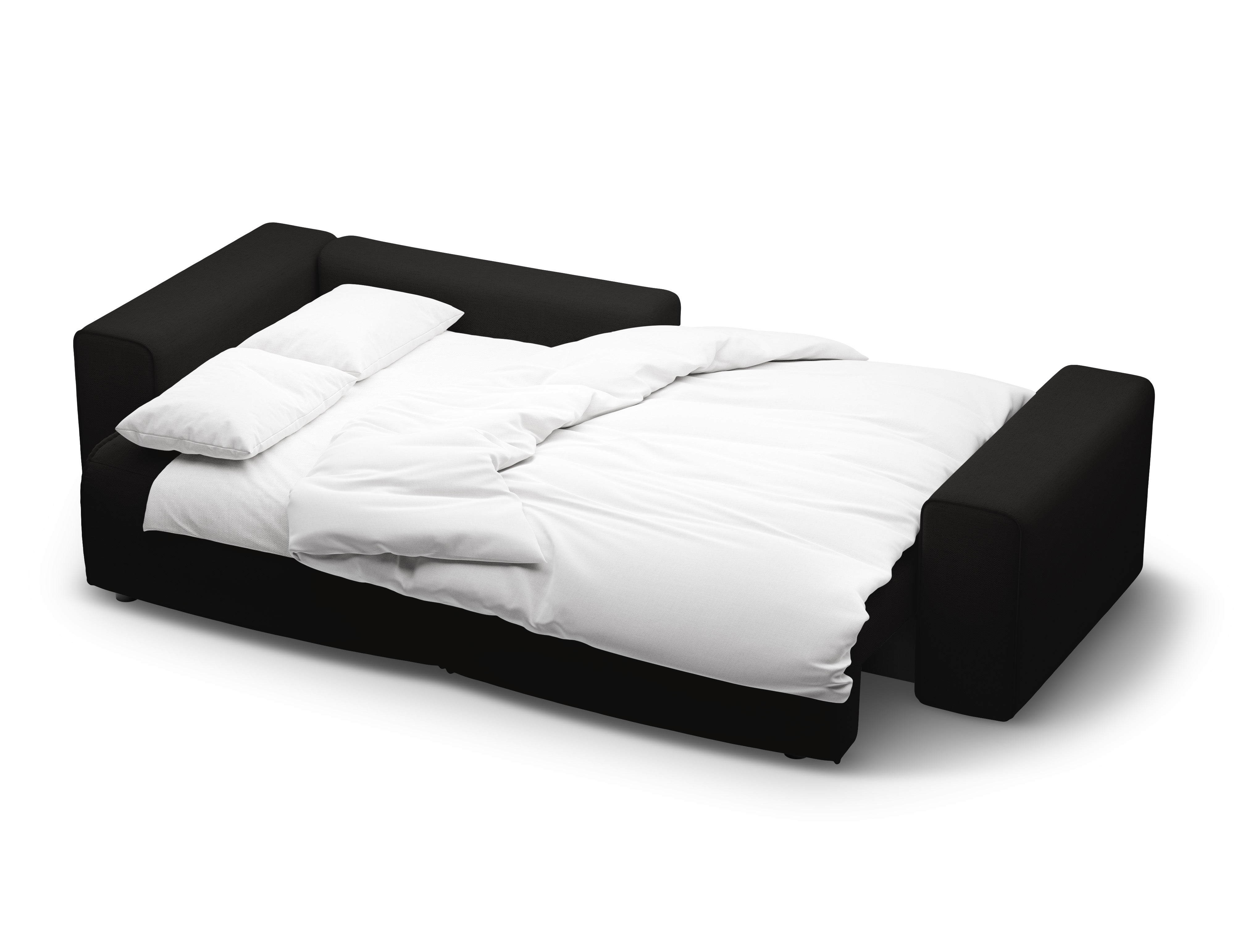 Left-sided 3-seater sofa bed VICTOR black chenille