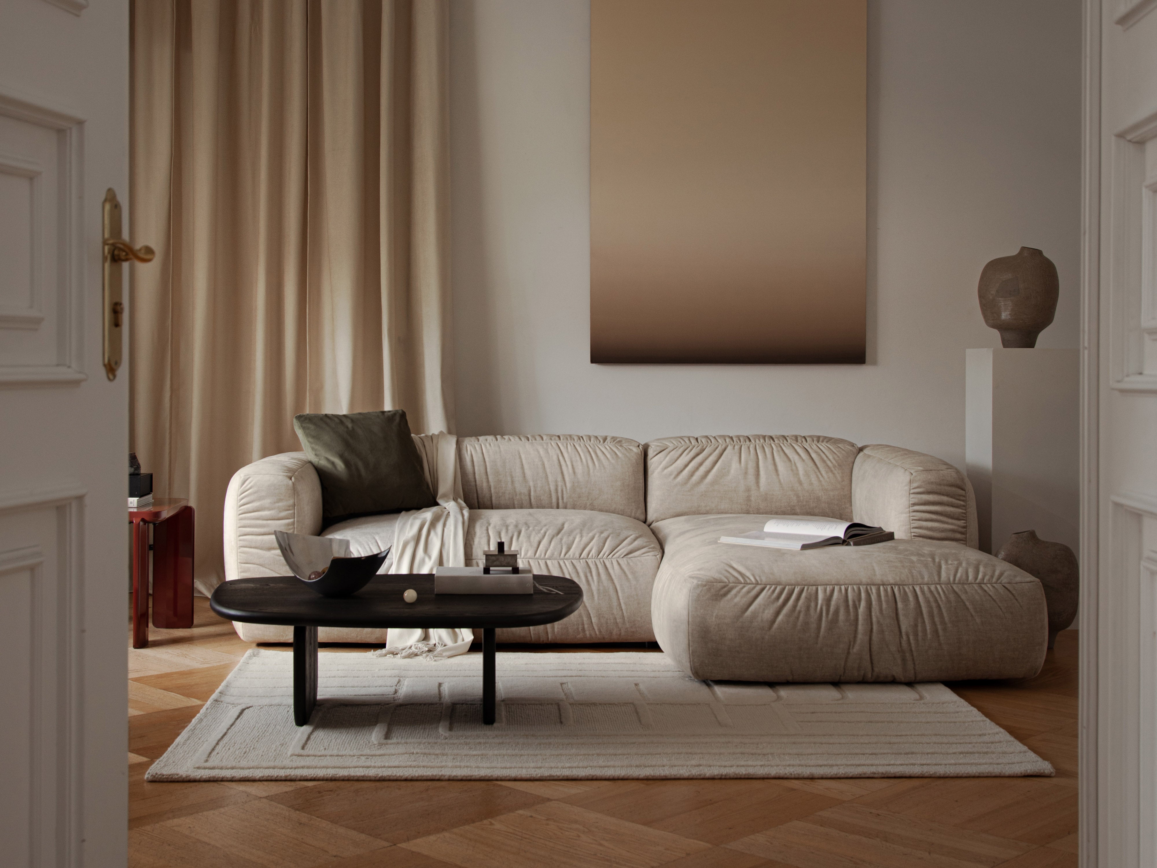 Left-facing corner sofa bed MARTINA light gray