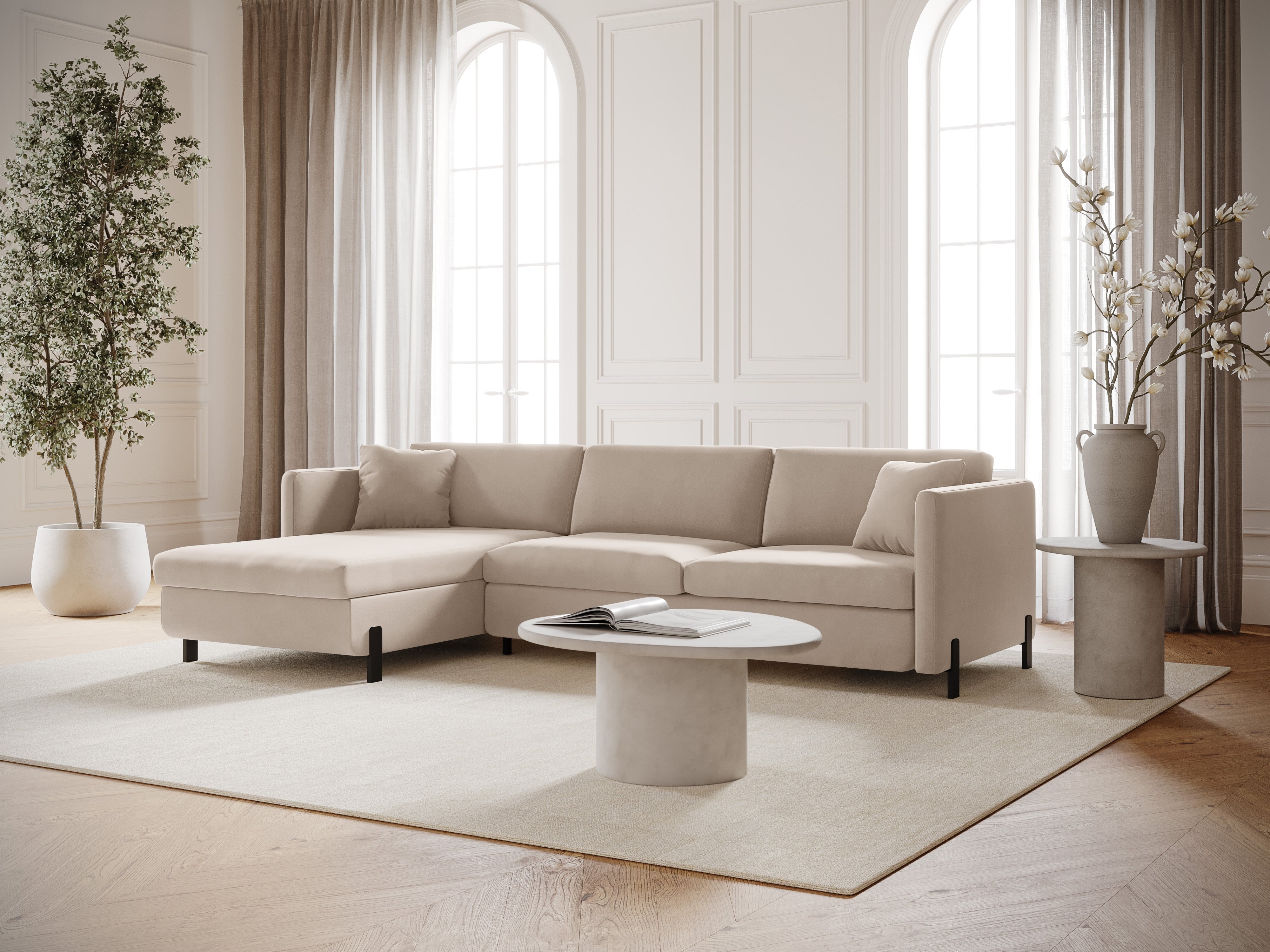 Velvet Linksecke Sofa mit Bettfunktion, "Gloria", 5 Sitze, Beige, 280x170x80
In Europa gemacht