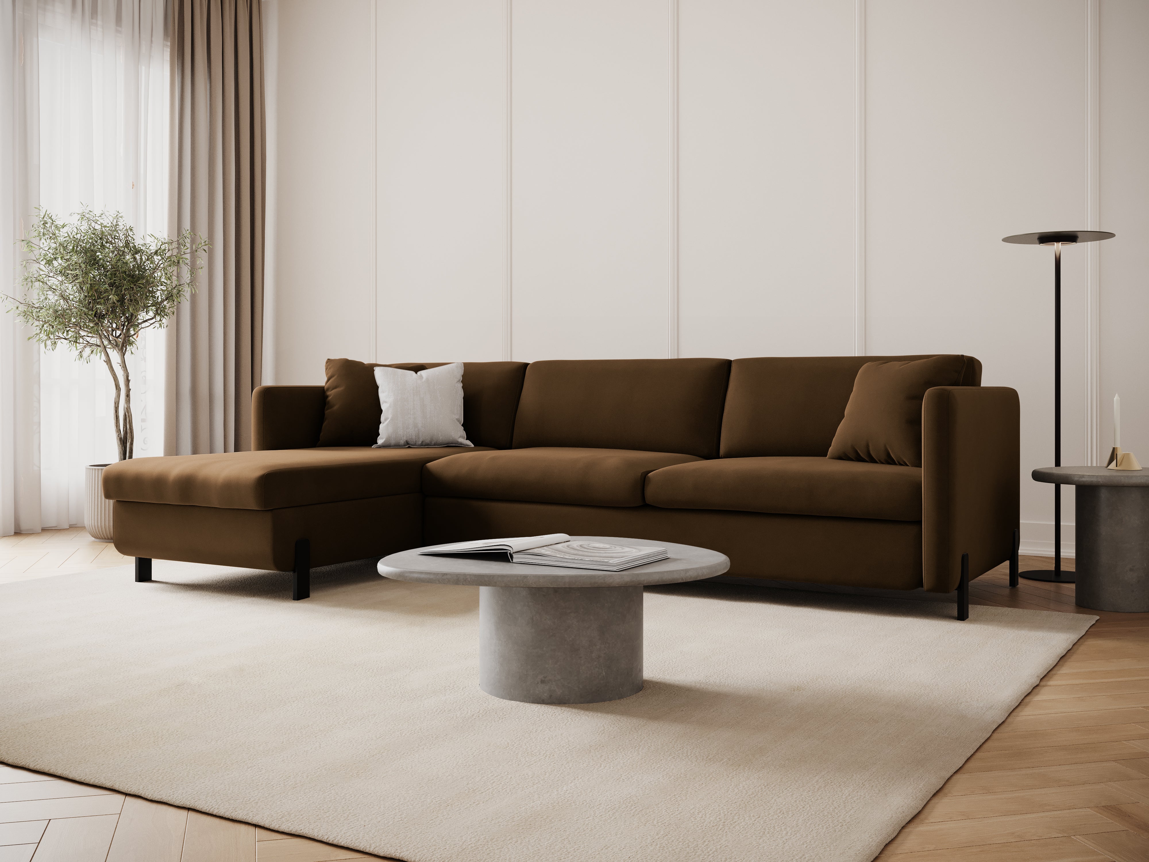 Velvet Linksecke Sofa mit Bettfunktion, "Gloria", 5 Sitze, Schokolade, 280x170x80
In Europa gemacht
