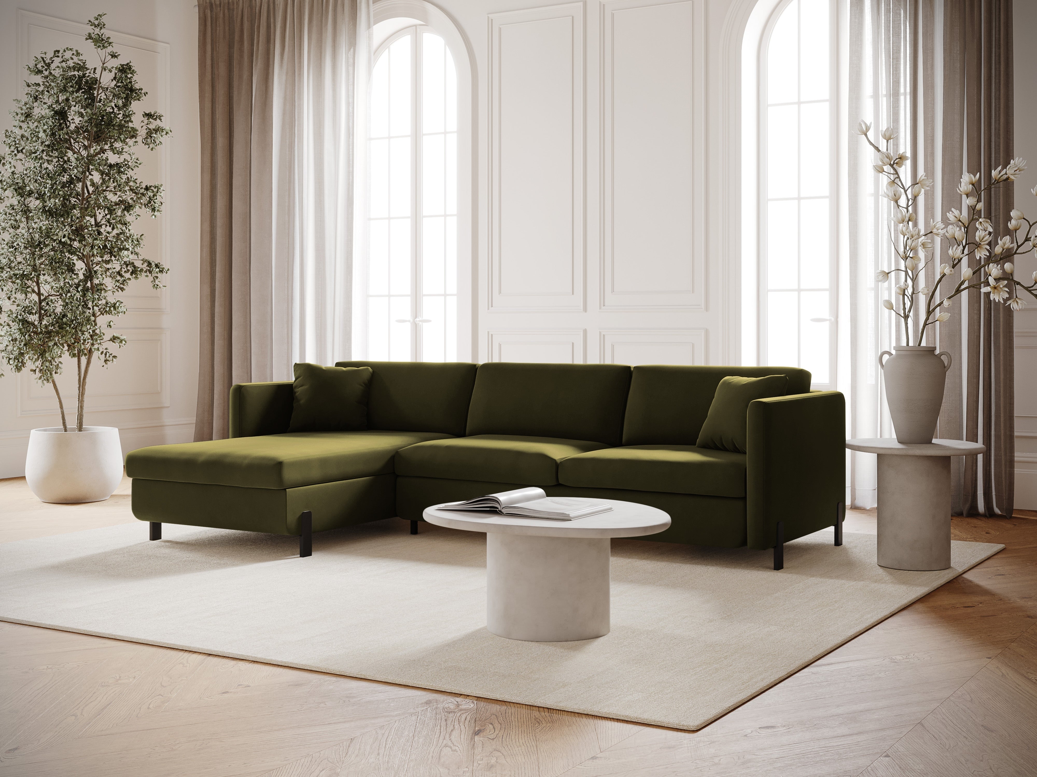 Velvet Linksecke Sofa mit Bettfunktion, "Gloria", 5 Sitze, Grün, 280x170x80
In Europa gemacht